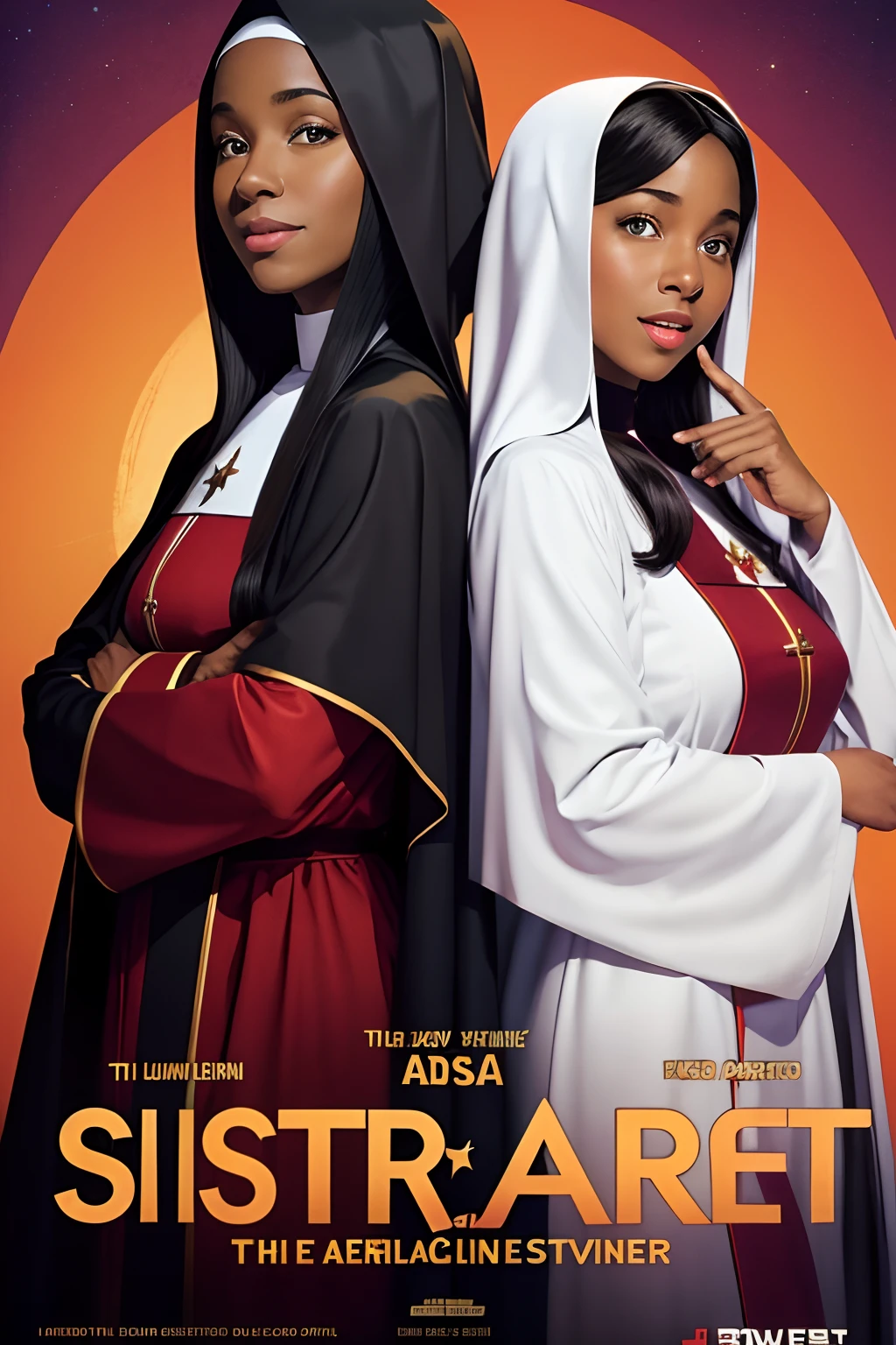a poster for sister act 1 & 2 as a musical for a local theater company