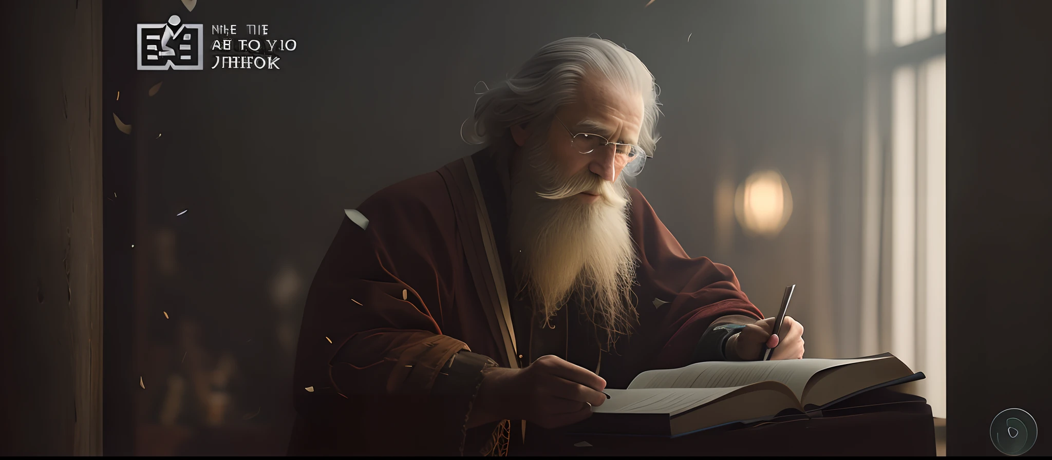 There is a man with a long beard and in, holding a book cinematic filmed epic portraits, wise old man, soft portrait shot 8 K, portrait color photography 4K, artistic portrait photography 8K, cinematic portrait, highly detailed VFX portrait, portrait of old man, portrait photo of an old man, portrait photograph 4 K, portrait shot 8 K,  cinematic realistic portrait