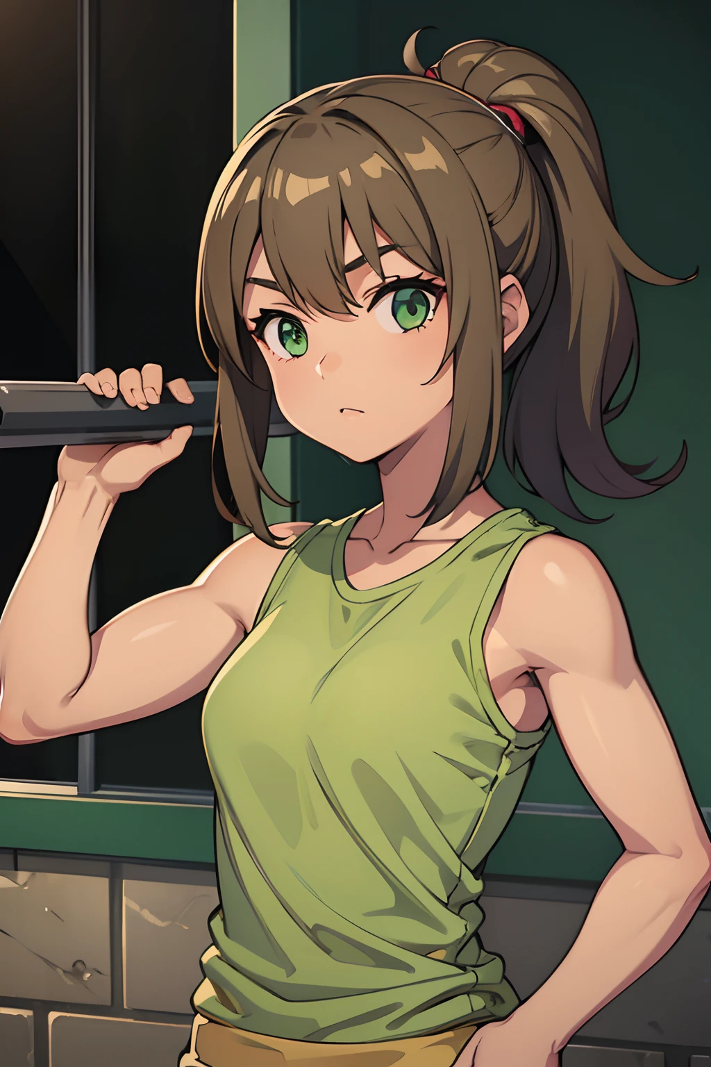 2 girls、fitness wear, shortspats、Sportsbra、Tank Tops、masterpiece、top-quality、realisitic、Hyper-detailing、(Glossy skin、be sweaty:1.4)、absurderes、Looking at the camera、short dark hair、Brown-eyed、A slender、动态照明、hight resolution、foco nítido、depth of fields、A detailed eye、Sharp eyes、Realistic eyes、(small tits:1.6)、(thick thight:1.0)、、Women's locker room、Locker Room、Shower room、Change of clothes、Half-undressed、Lower breast、pov from down、Full Body Display、Training Machine、Treadmill、Weight training、perspiring、moisture、punching bag、martial art、Boxer Size、Open Finger Gloves、shelves、punch、Spinning kick、Take off the bottom、Love Juice、A smile、red blush、teats、Clothing that shows through sweat、Kicking a punching bag、Punch to hit the ball、Covered with lotion、Muay Thai、catfight、Lotion Pro Wrestling、Climb into the ring、Spurling、Cross Counter、Martial arts、Command Sambo、Mount Position、Joint Technique、Upper Spinning Kick、Summer Salt Kick、
