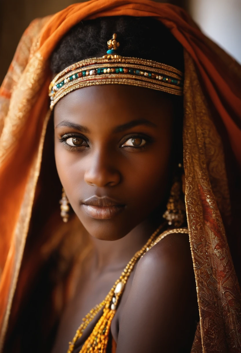 fille, africain, noir, The eyes of Anbar, cheveux longs, to 19 years ,toute nue,corps entier