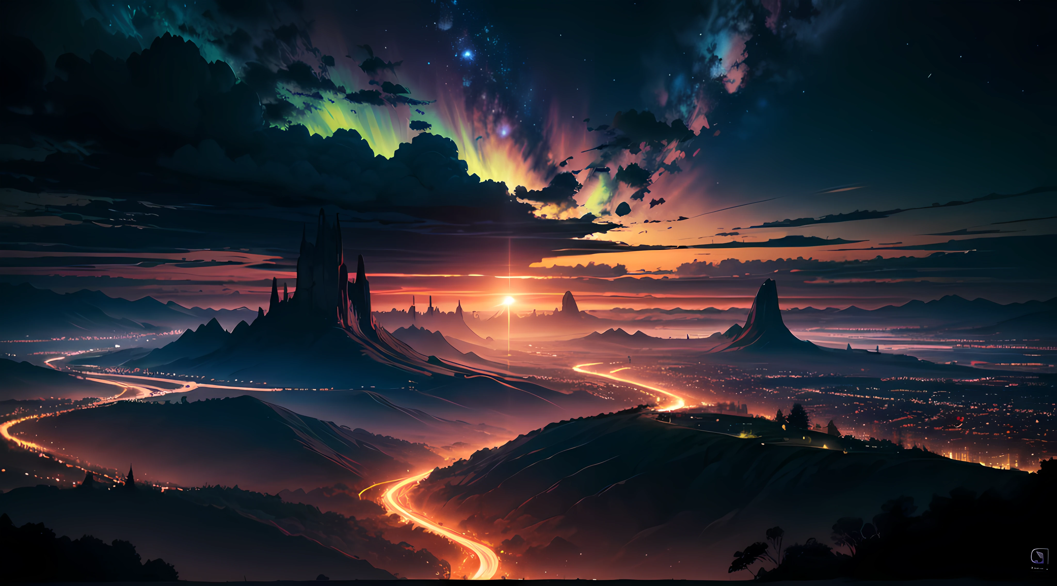 paisagem surreal, a noite, 8k. ultra hd, hdr 10
