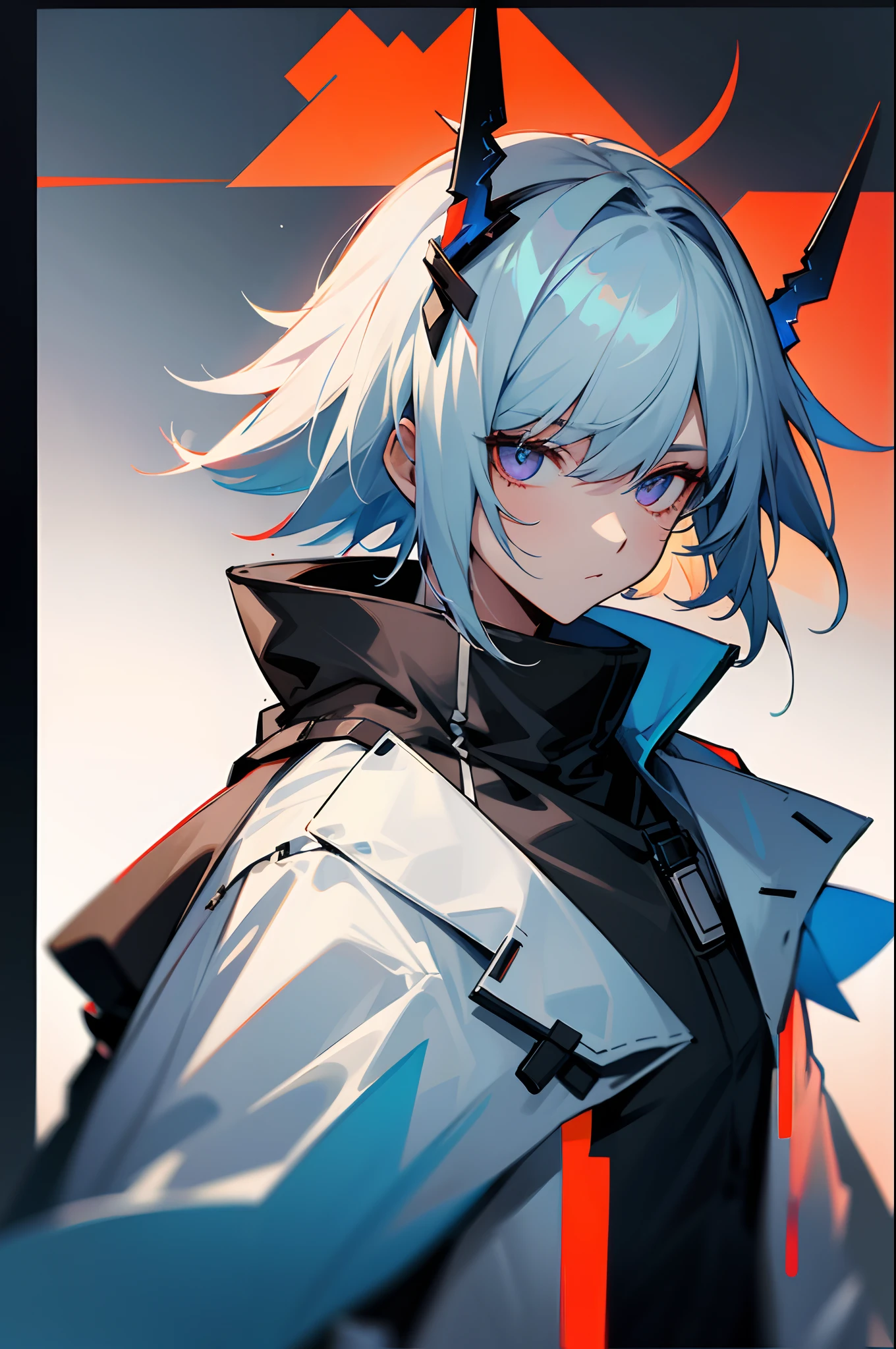 male in a post apoclytic world world. cool attire, cool clothes. upper body view, upclose, Arknights style.