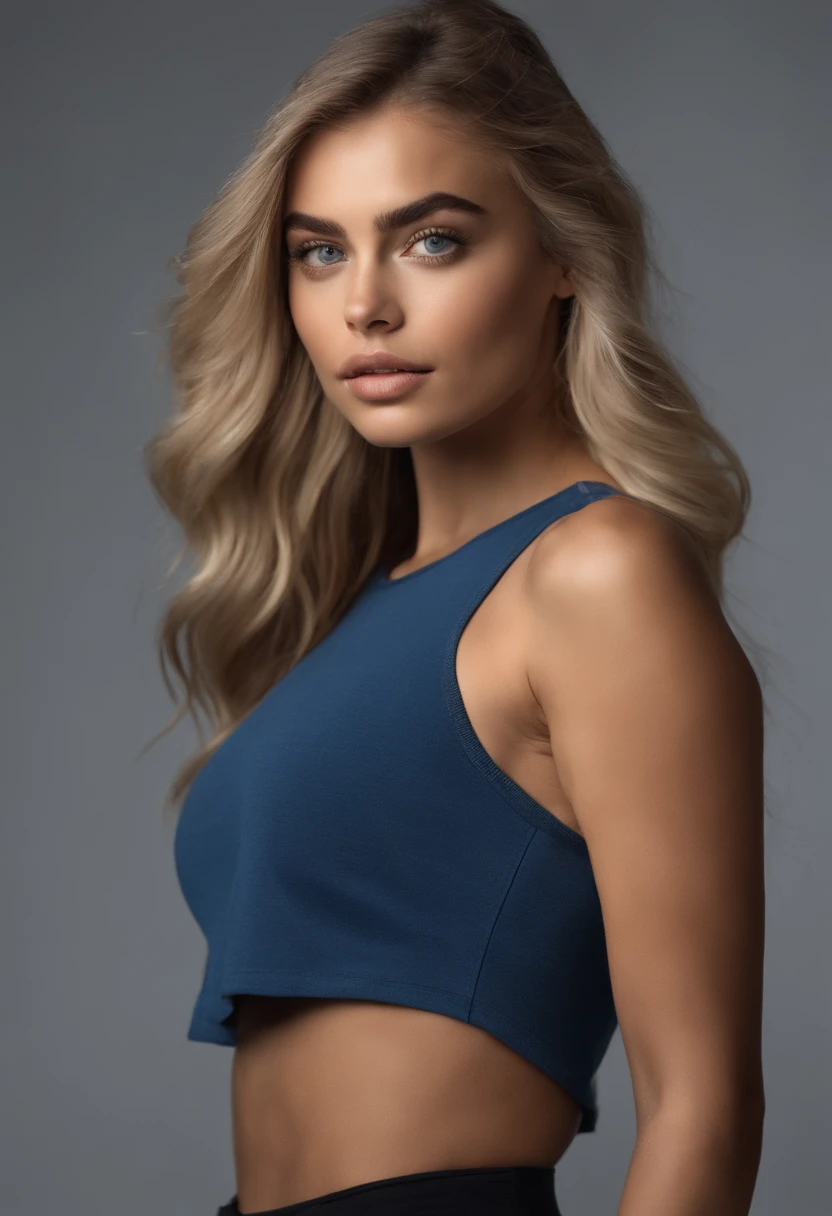 Mujer rubia con camiseta sin mangas y bragas a juego, Chica ???? con ojos azules, Retrato Sophie Mudd, Retrato de Corinna Kopf, cabello rubio y ojos grandes, selfie de una mujer joven, Maquillaje OHNE, Maquillaje natural, looks directly at camera, Cara con Artgram, dezentes Maquillaje, Gran foto de cuerpo entero, in the room, senos grandes, rubio