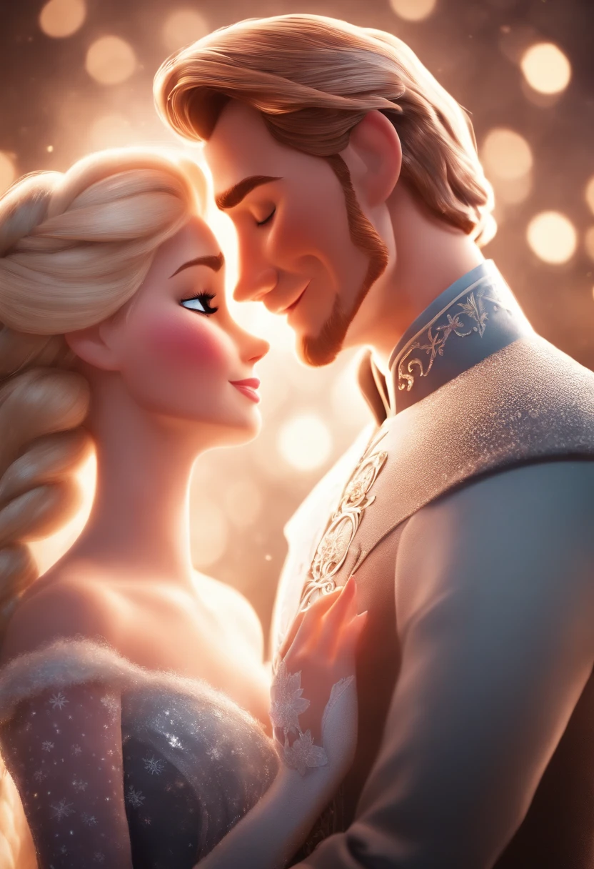 Elsa and Hans from the Disney movie frozen kissing