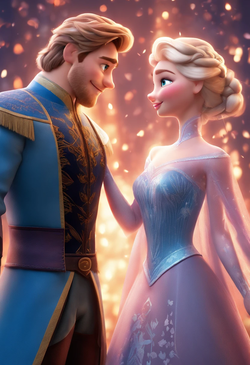 Elsa and Hans from the Disney movie frozen in love