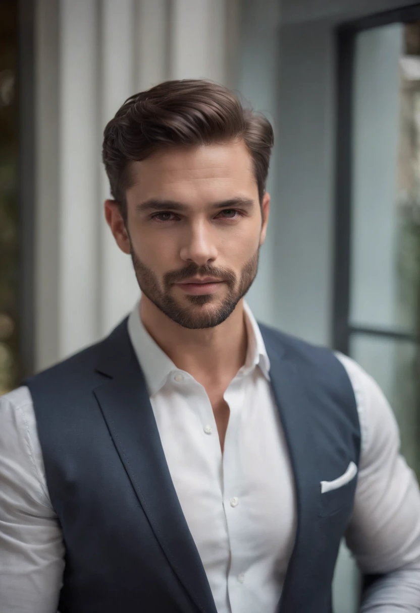 Homem lindo de terno, quarenta anos , barba linda , homem sexy executivo, terno cinza