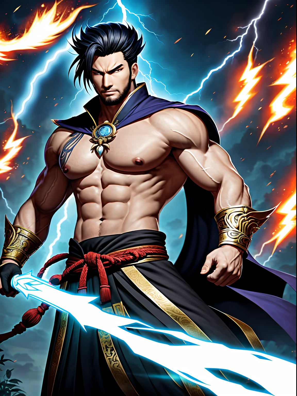 Description =
Appearance: Li Tianlong is a tall and lean young man with a commanding presence. He has jet-black hair that falls loosely to his shoulders, and his piercing eyes are a striking shade of deep blue, a rarity in his nation. He bears the faint, intricate markings on his forearms that signify his elemental affinity for lightning.
Attire: He often wears traditional cultivation robes in shades of royal blue and silver, adorned with the emblem of his sect, the Thunderclap Sect. Around his waist, he carries a belt adorned with various charms and talismans, each holding a unique power.
Demeanor: Li Tianlong is calm and reserved, but his determination burns like lightning. He possesses an unwavering sense of justice and is known for his humility and respect towards others.
Occupation = Cultivator: Li Tianlong is a dedicated cultivator on the path of lightning. He specializes in martial techniques that harness the power of thunder and lightning, making him a formidable combatant. He aspires to master the most elusive techniques of his sect and achieve the highest level of cultivation.