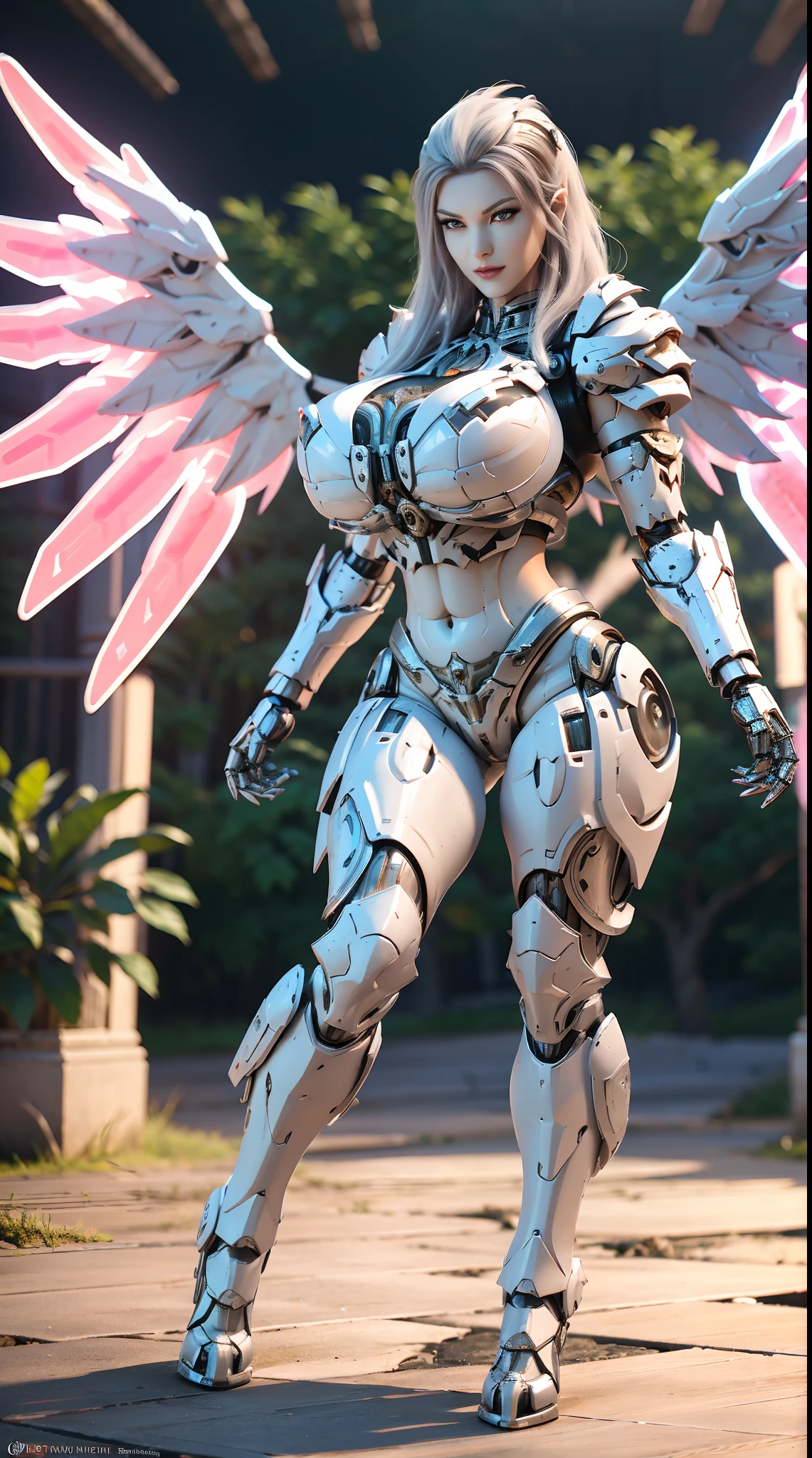 (DRAGON HEAD), HUGE FAKE BOOBS, (BEAUTIFUL FACE, (WHITE:0.8, RGB:1), (CROP TOP MECHA ARMORED GEAR), (((A PAIR OF HUGE MECHANICAL WINGS SPREAD OUT))), FUTURISTIC DRAGON MECHA SUIT, (CLEAVAGE), (SKINTIGHT YOGA PANTS), (PERFECT BODY:1.2), (FULL BODY VIEW), FRONT, (STANDING:1), (MECHANICAL HIGH HEELS), MUSCLE ABS, UHD, 8K, 1080P.