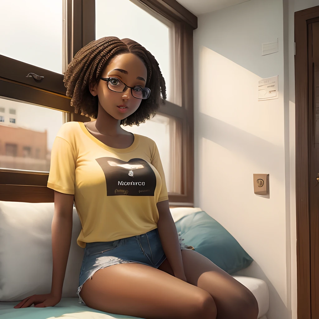 Chica de lentes con mediase negras