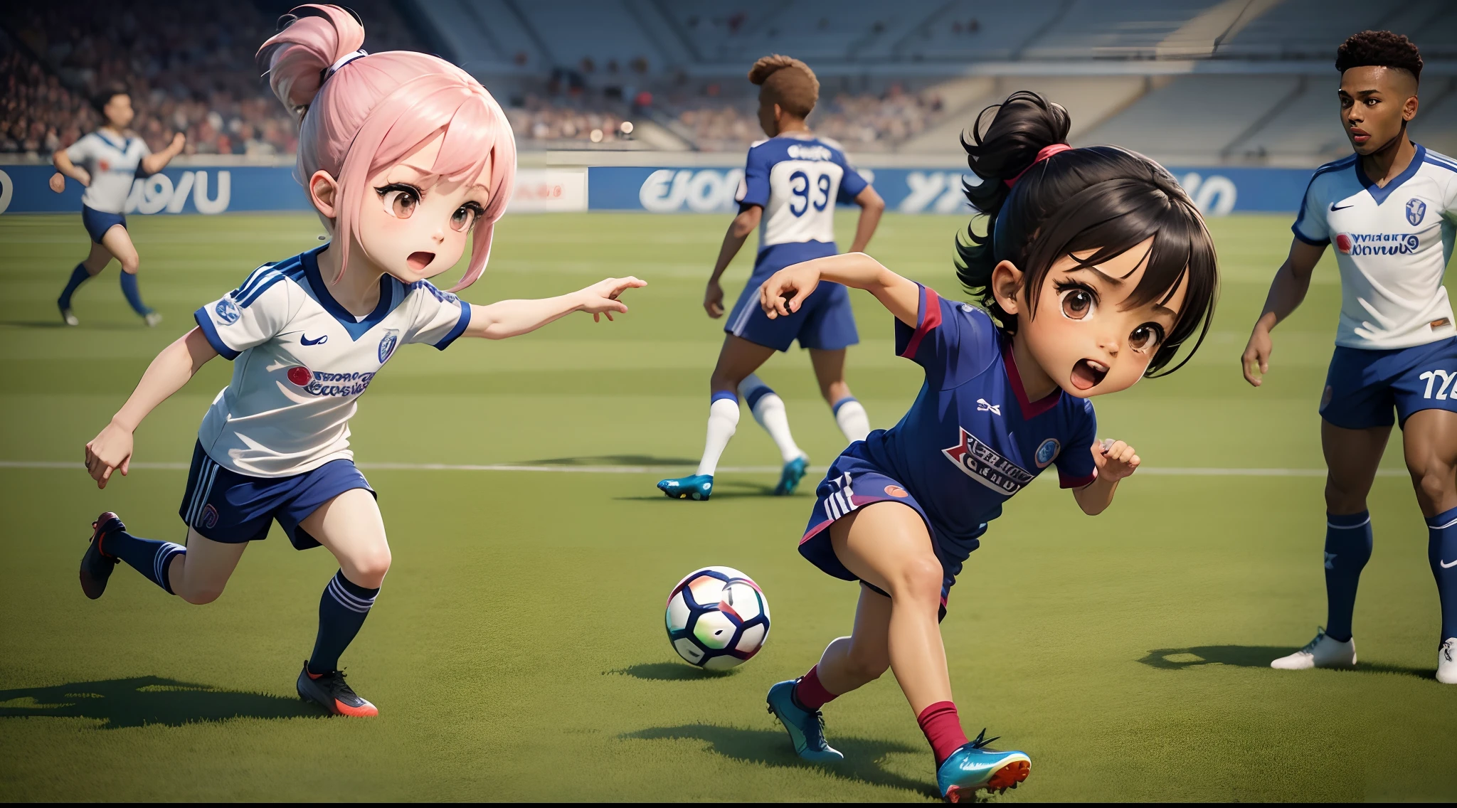 JOGADORES DE CHIBI JOGANDO FUTEBOL