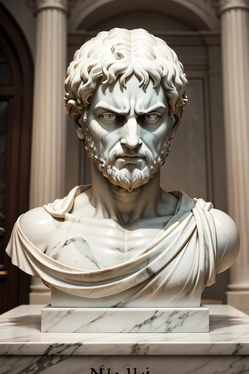 MARBLE Aristotle statue just the angry face