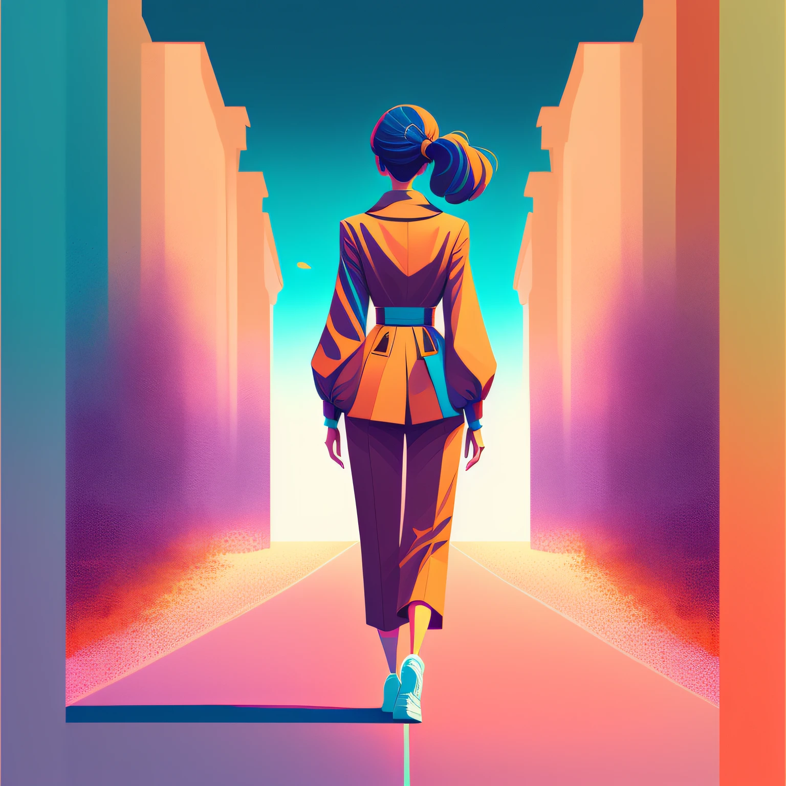 Audrey Hepburn de corpo inteiro, standing on her feet, in a dynamic pose wearing a trendy outfit, desenhada pela Gucci::3, Tumblr, inspirada no estilo Yanjun Cheng, Arte Digital, meme lofi garota internet, Trend in Dezeen, catalog photo, 3 d render bipe, Rhads e Lois Van Baarle, Cartoon style illustration, cores pastel brilhantes, a beautiful artwork illustration, garota de anime retro --ar 2:3 --q 2