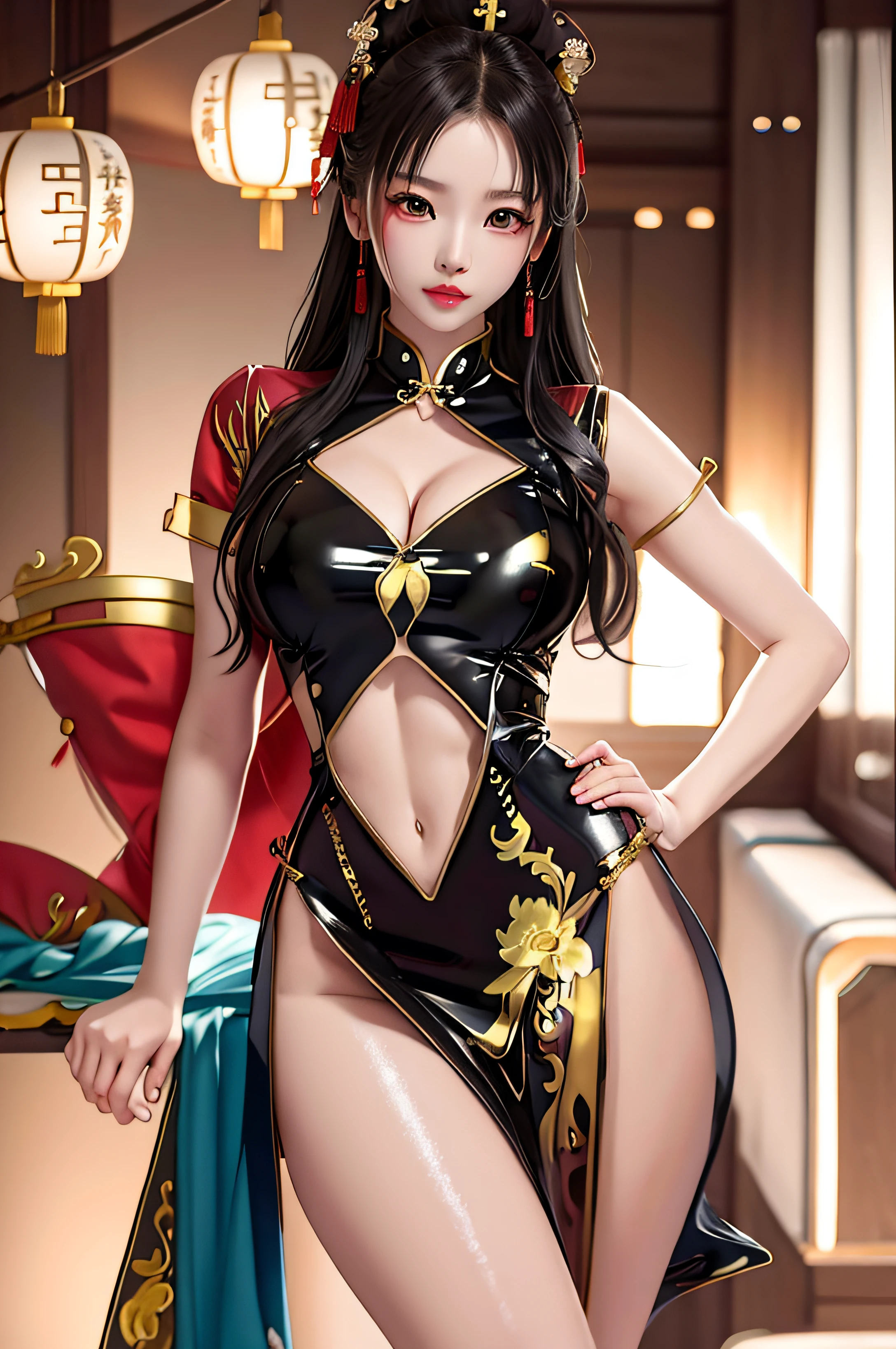sexy asian woman in latex posing in a room with a city view, trending on cgstation, japanese goddess, trending at cgstation, seductive anime girl, cgsociety masterpiece, inspired by Feng Zhu, beautiful alluring anime woman, wlop glossy skin, full body xianxia, chinese girl, chinese costume, 8k high quality detailed art, a beautiful fantasy empress, nsfw