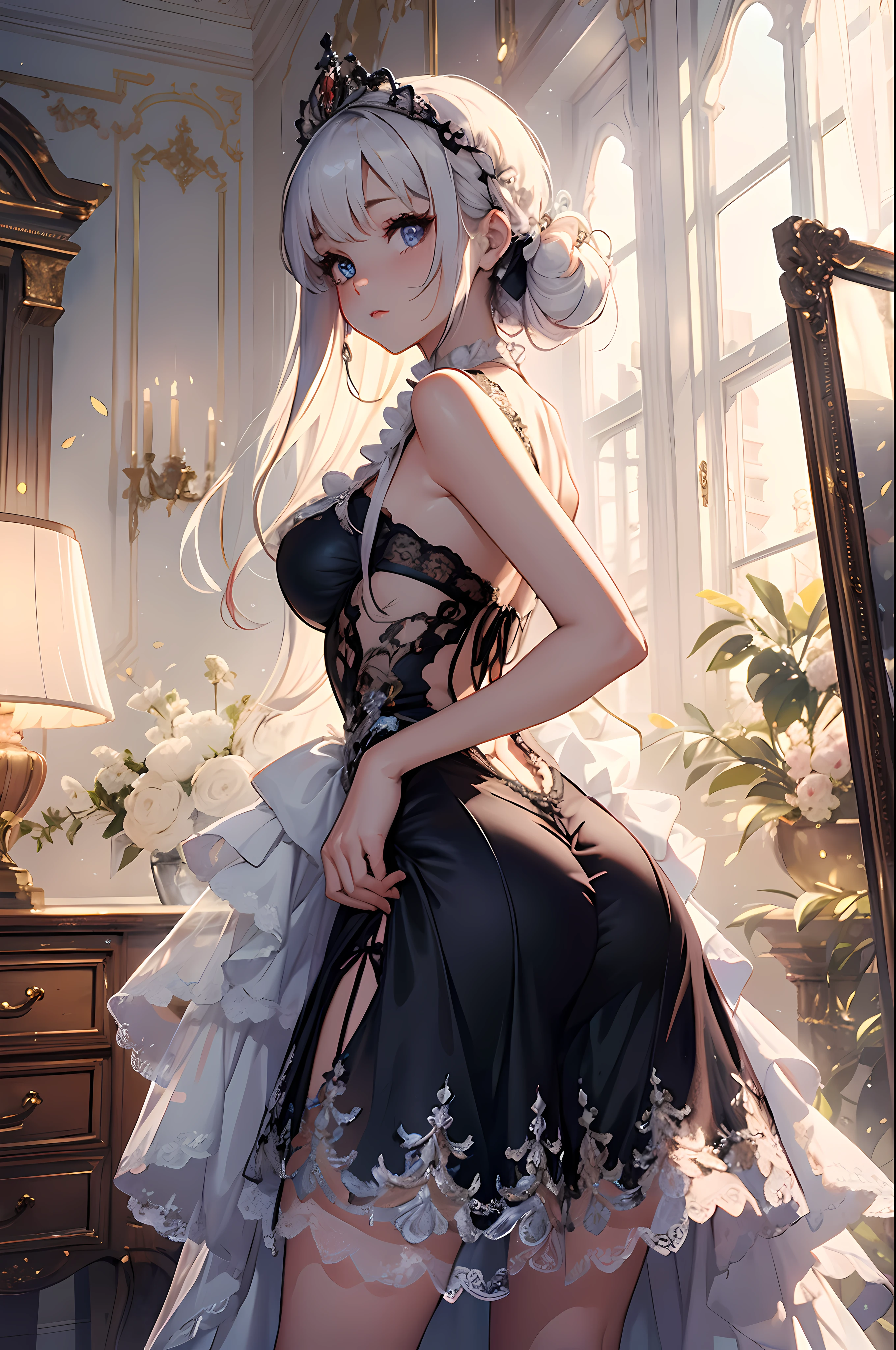 femele,1 persons,Princess
(​master piece:1.4),(hyper quality:1.2),(Hyper Detailed:1.4),(Perfect drawing),NFSW,。.3D,16 K,(clearface),(Hi-Res),(She wears a beautiful dress that only a person with a pure heart can see),focus on the ass,shapely butt,Beautiful dress、Beautiful lace、Beautiful frills、Beautiful embroidery、beautiful fabric、Beautifully decorated、a gorgeous、illustrious、Deities々Right、nice background,mansion,palatial palace,borgar,((beatiful backgrounds)),Detailed drawing,Fantastic、emotional、