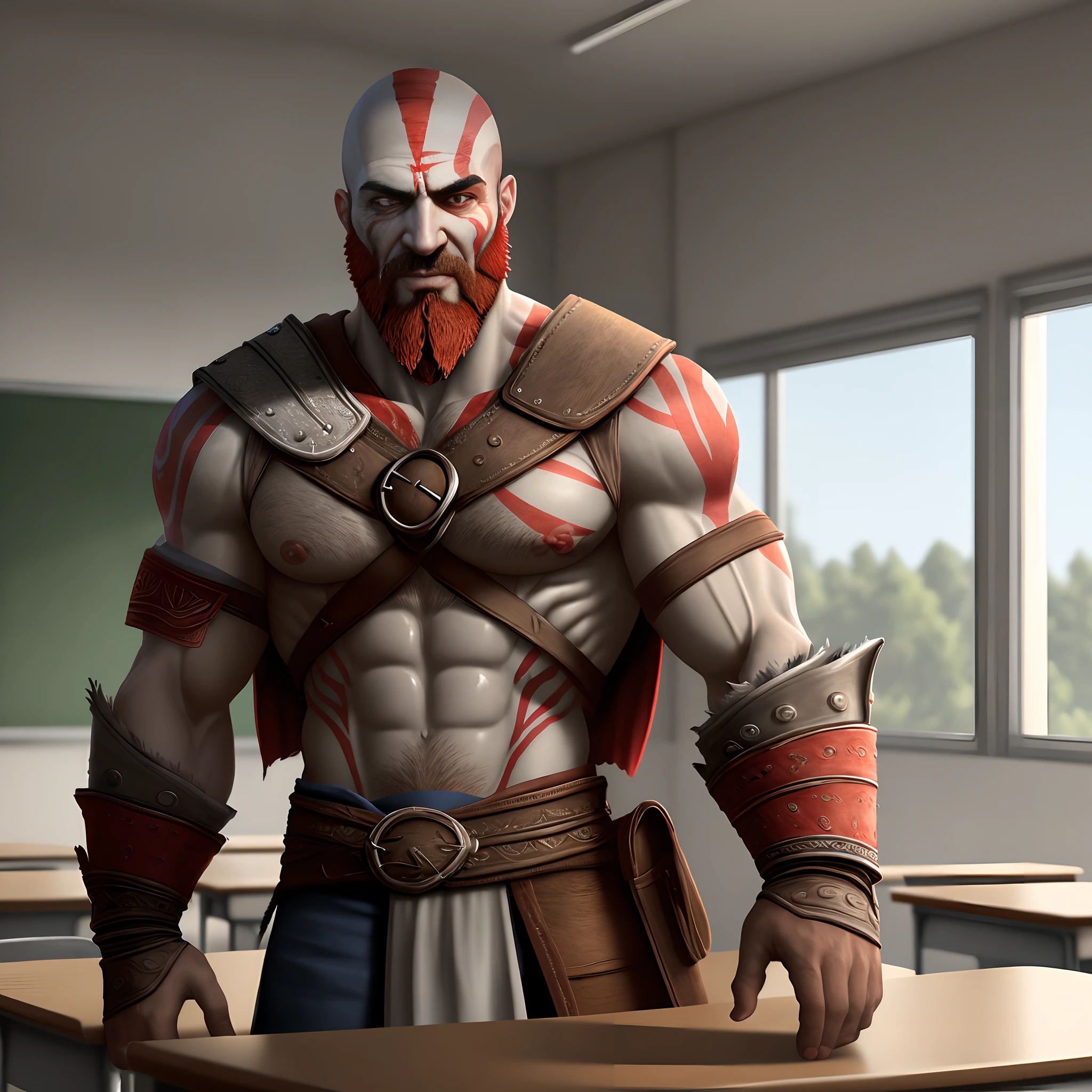 Kratos from god of war in classroom