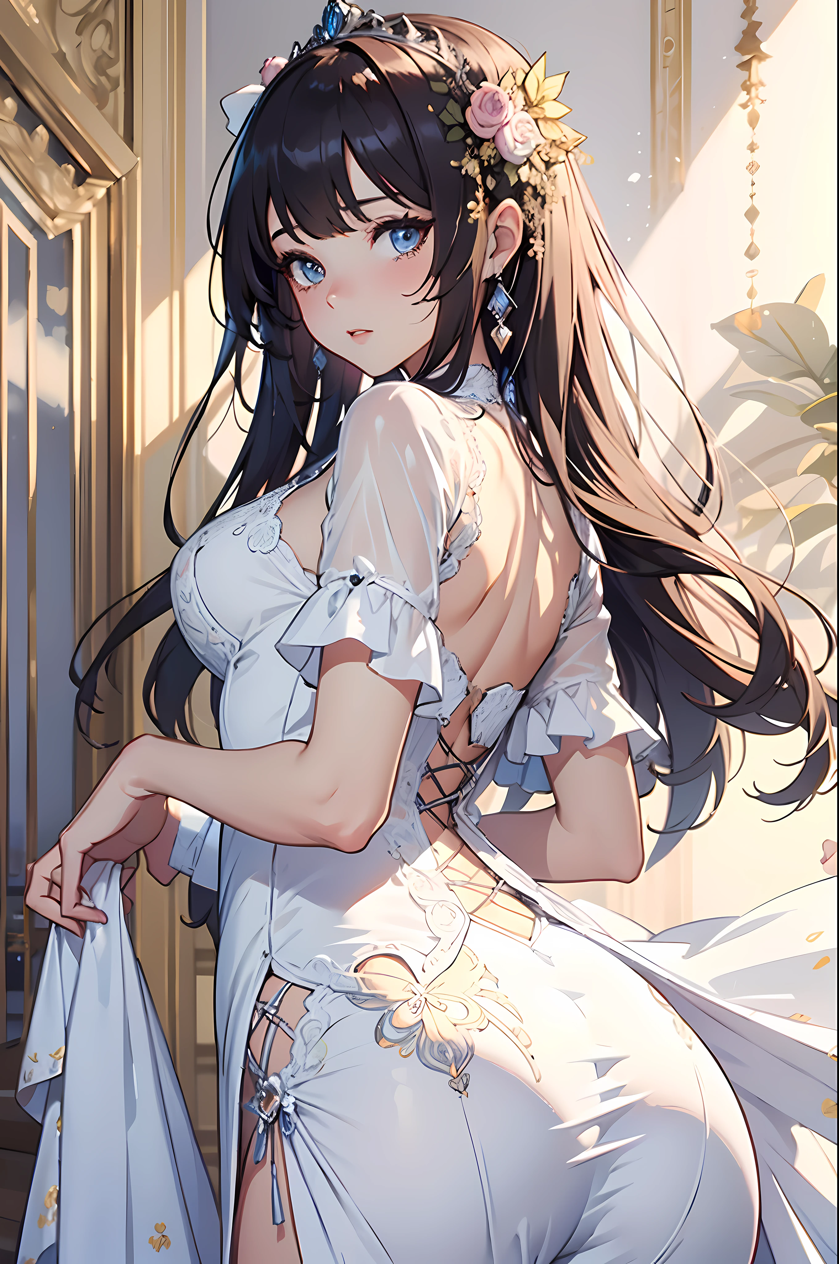femele,1 persons,Princess
(master piece:1.4),(hyper quality:1.2),(Hyper Detailed:1.4),(Perfect drawing),NFSW,。.3D,16 K,(clearface),(Hi-Res),(She wears a beautiful dress that only a person with a pure heart can see),focus on the ass,shapely butt,Beautiful dress、Beautiful lace、Beautiful frills、Beautiful embroidery、beautiful fabric、Beautifully decorated、a gorgeous、illustrious、Deities々Right、nice background,mansion,palatial palace,borgar,((beatiful backgrounds)),Detailed drawing,Fantastic、emotional、