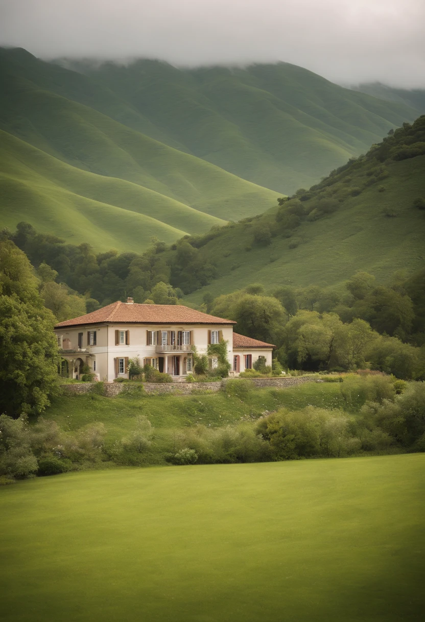 Charming villa lined between verdant hills