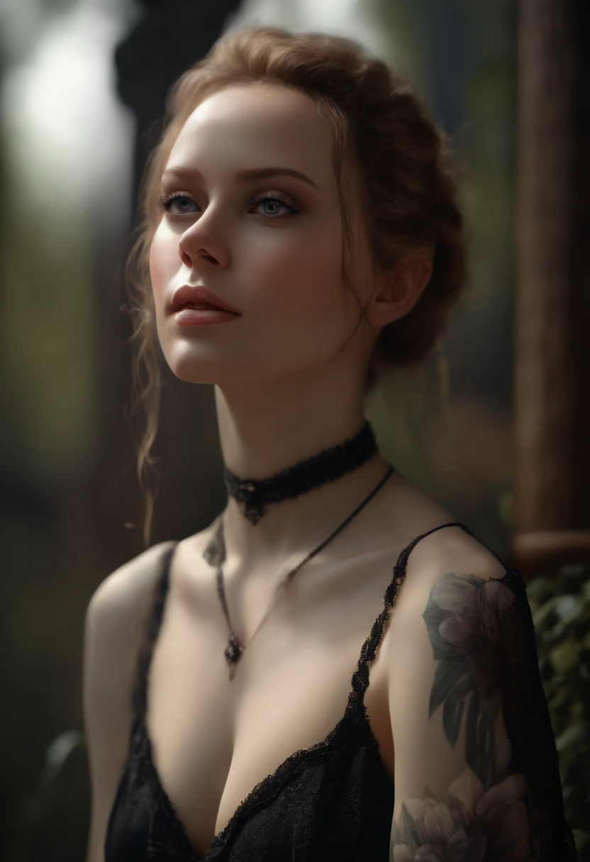 masterpiece, best quality, highly detailed, ultra high res, (photorealistic:1.8), unreal_engine, photograph, realistic_skin_texture, background, 1girl, naked, gothic choker