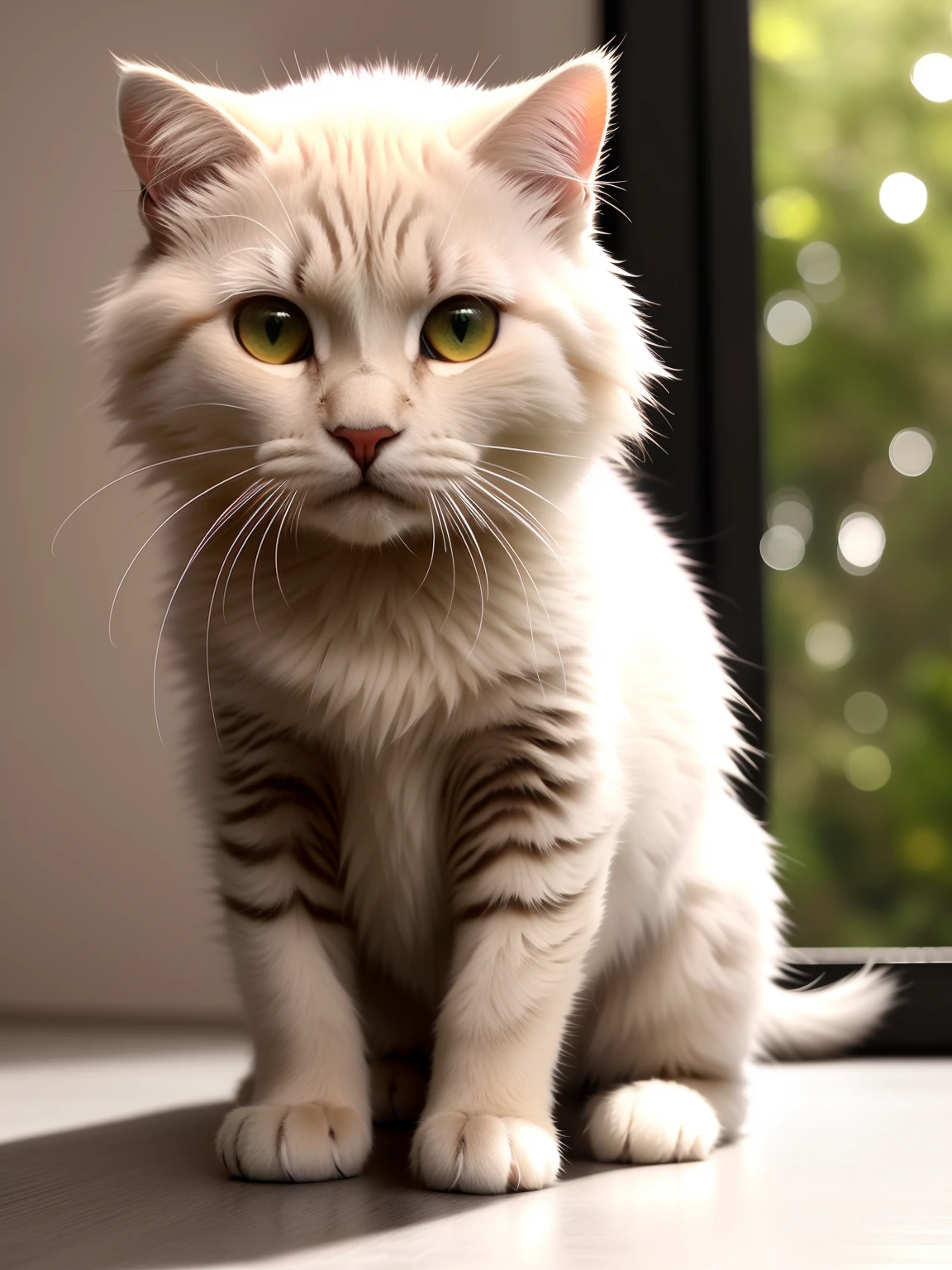 um lindo gatinho cor de rosa claro, olhos roxos brilhantes, ([cauda | fio detalhado]:1.3), (detalhes intrincados), hdr, (detalhes intrincados, hiperdetalhado:1.2), Cinematographic shot, vinheta, centralizado, 8k, melhor qualidade