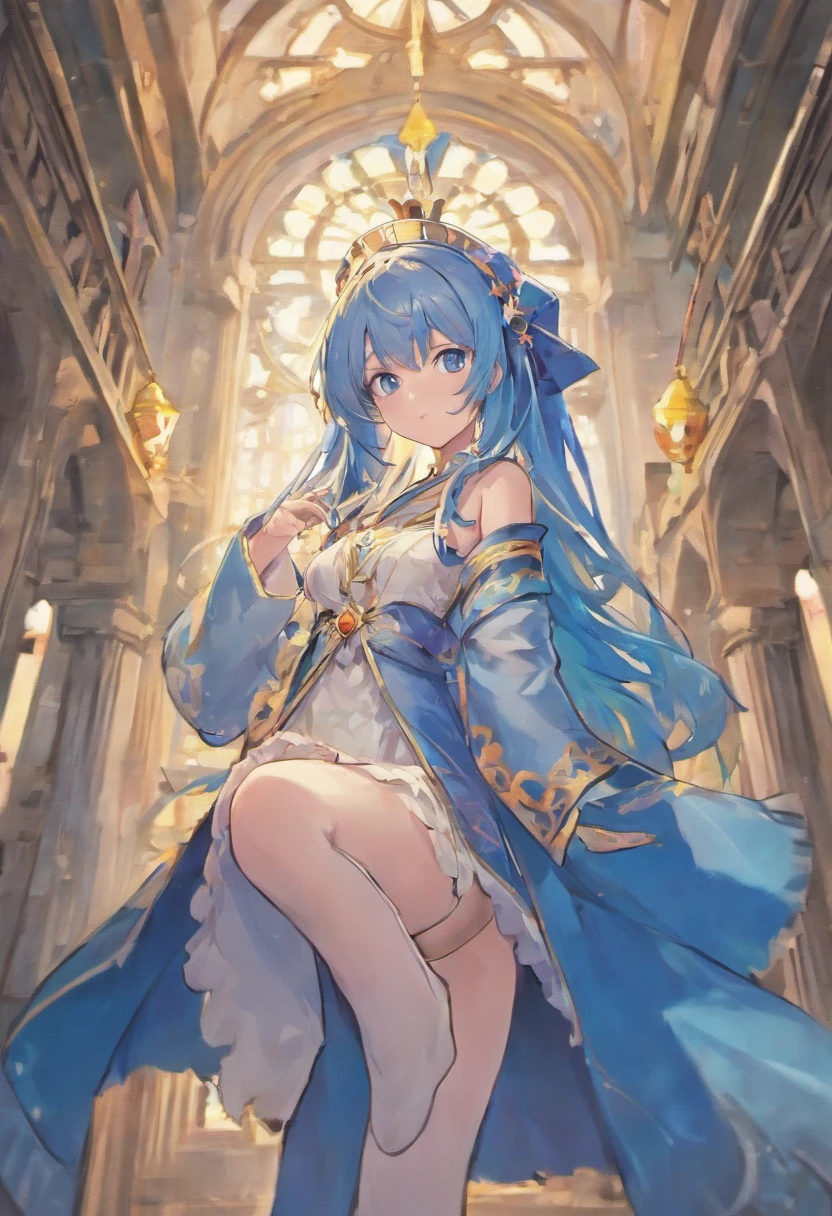 Anime Moe Art Style,Highest quality,High resolution,Anatomically correct,One Girl,Mid-s,A girl with light blue hair in a ponytail,Super detailed,Fantasy World,Sister,Monastic Clothes,Big Breasts,Shiny skin,Beautiful Skin,A rich expression,church,confessional,Kneeling and Praying,Eyes drawn in detail,Gold Rosary,8K