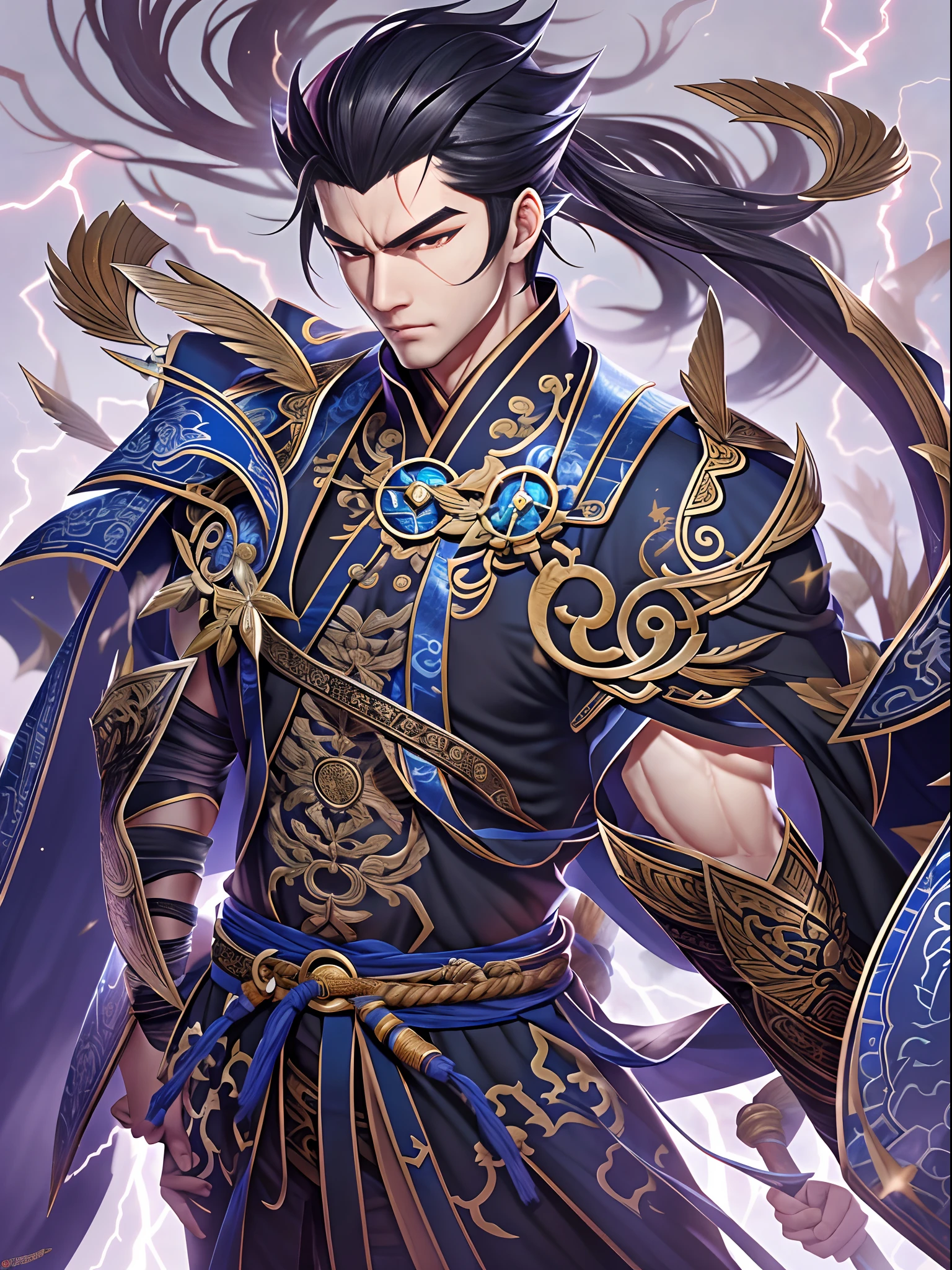 Description = Appearance: Li Tianlong is a tall and lean young man with a commanding presence. He has jet-black hair that falls loosely to his shoulders, and his piercing eyes are a striking shade of deep blue, a rarity in his nation. He bears the faint, intricate markings on his forearms that signify his elemental affinity for lightning. Attire: He often wears traditional cultivation robes in shades of royal blue and silver, adorned with the emblem of his sect, the Thunderclap Sect. Around his waist, he carries a belt adorned with various charms and talismans, each holding a unique power. Demeanor: Li Tianlong is calm and reserved, but his determination burns like lightning. He possesses an unwavering sense of justice and is known for his humility and respect towards others. Occupation = Cultivator: Li Tianlong is a dedicated cultivator on the path of lightning. He specializes in martial techniques that harness the power of thunder and lightning, making him a formidable combatant. He aspires to master the most elusive techniques of his sect and achieve the highest level of cultivation.