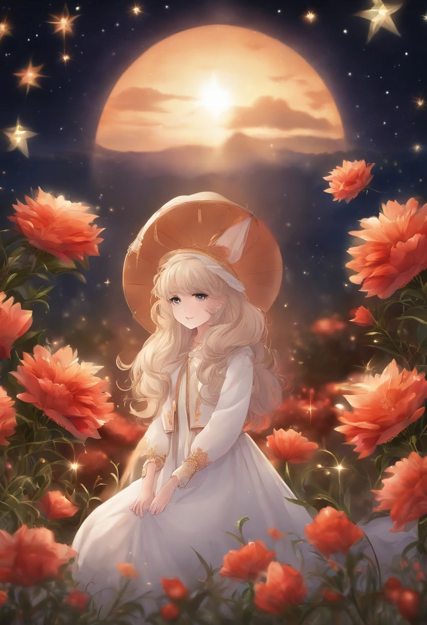 CRIA 5 QUADRO COM IMAGE DE ANIME FLOR LUA ESTRELAS