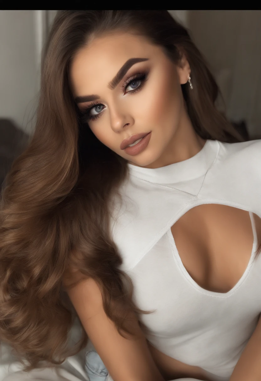 Arafed Mujer con camiseta sin mangas y bragas a juego, Chica sexy con ojos marrones, Retrato Sophie Mudd, cabello rubio y ojos grandes, Selfie de una mujer joven, Ojos en el dormitorio, Violeta Myers, ohne Maquillaje, Maquillaje natural, staring directly into camera, Cara con Artgram, dezentes Maquillaje, Impresionante foto de cuerpo completo, en el club, Fission, usa unos lentes negros con cristal transparente y sus tetas se marcan un poco mas