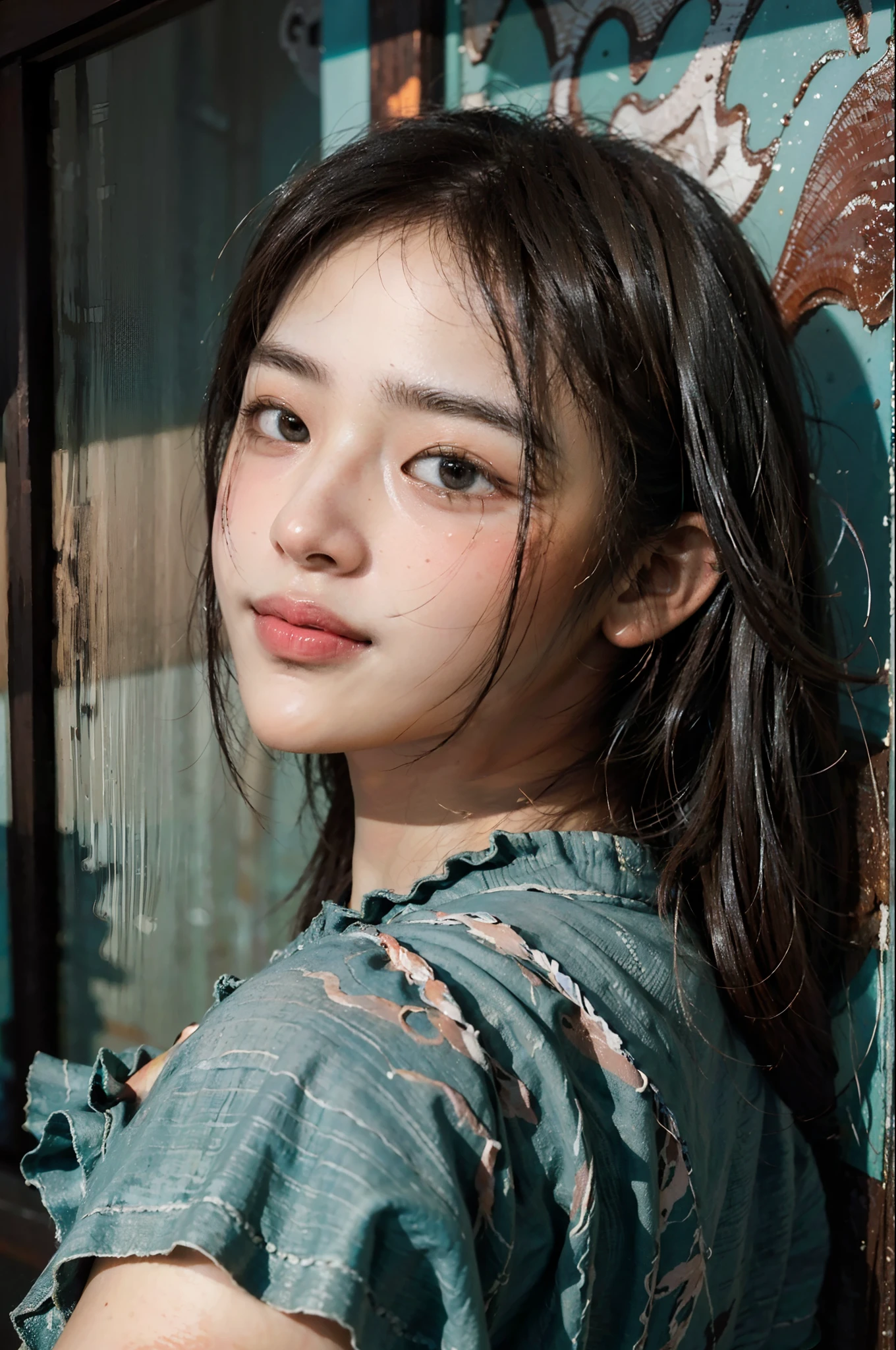 (ultra realisic), (Illustration), (Resolution Enhancement), (8K), (Extremely detailed), (Best Illustration), (beautiful-detailed eyes), (Best Quality), (The ultra-detailliert), (Masterpiece ), ( wall paper), (Detailed face), Wavy hair,(hi-top fade:1.3), (Smiling broadly, bright look), dark theme, soothing tones, muted colors, High contrast, (Natural skin texture, hyperrealism, Soft light, edgy),exposure blend, medium shot, (HDR:1.4), High contrast, (films, teal and orange:0.85), (muted colors, faded colors, soothing tones:1.3), Low saturation, (hyperdetailed:1.2).