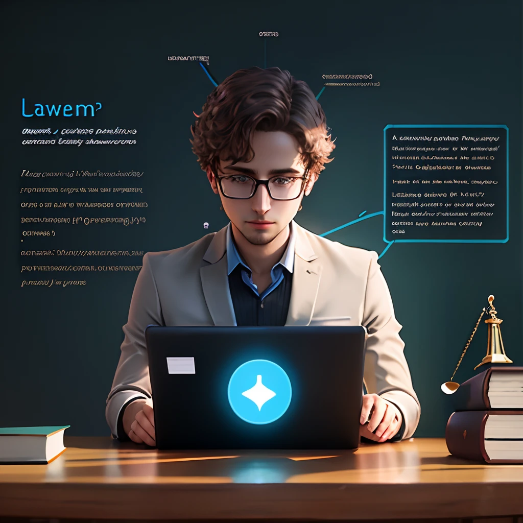 Creative image to promote a new course in law and artificial intelligence, bringing AI innovation with the rigor of law