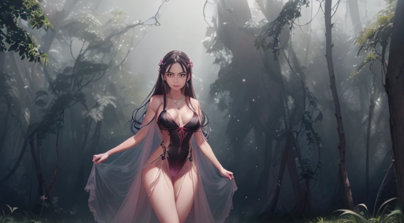 A woman in a light pink dress standing in a cherry forest, Artgerm, paisagem realista, Artgerm detalhado, olhos perfeitos, rosto perfeito, Ultra Detalhado, tiro de corpo inteiro, (Skindentation: 1.5), realista, realista, (obra-prima: 1.5), arte conceitual, detalhes intrincados, altamente detalhado, realista, octane rendering, 8K, motor irreal, dinamic pose, melhor qualidade, alta resolução, (rosto realista: 1.1), (hiper-realismo: 1.1) , ((full_body)), olhos perfeitos, (pele brilhante: 1.2), ((penteado))), ((perfect hands))), (fundo muito detalhado), ((dynamic background), ((lightning), (lightning), ((1girl)), Vestindo um manto, (((Manto de fluxo))), ((Olhos detalhados, Olhos de alta qualidade, Rosto de alta qualidade)), vestido rosa claro extremamente complexos, magical robes), casting lightning, eletricidade, spinning flame, radiation, spark, smoke, magia, (dramatic), epic, campo de batalha, profundidade de campo, bokeh, 4k, gotica, cinzas, particules.