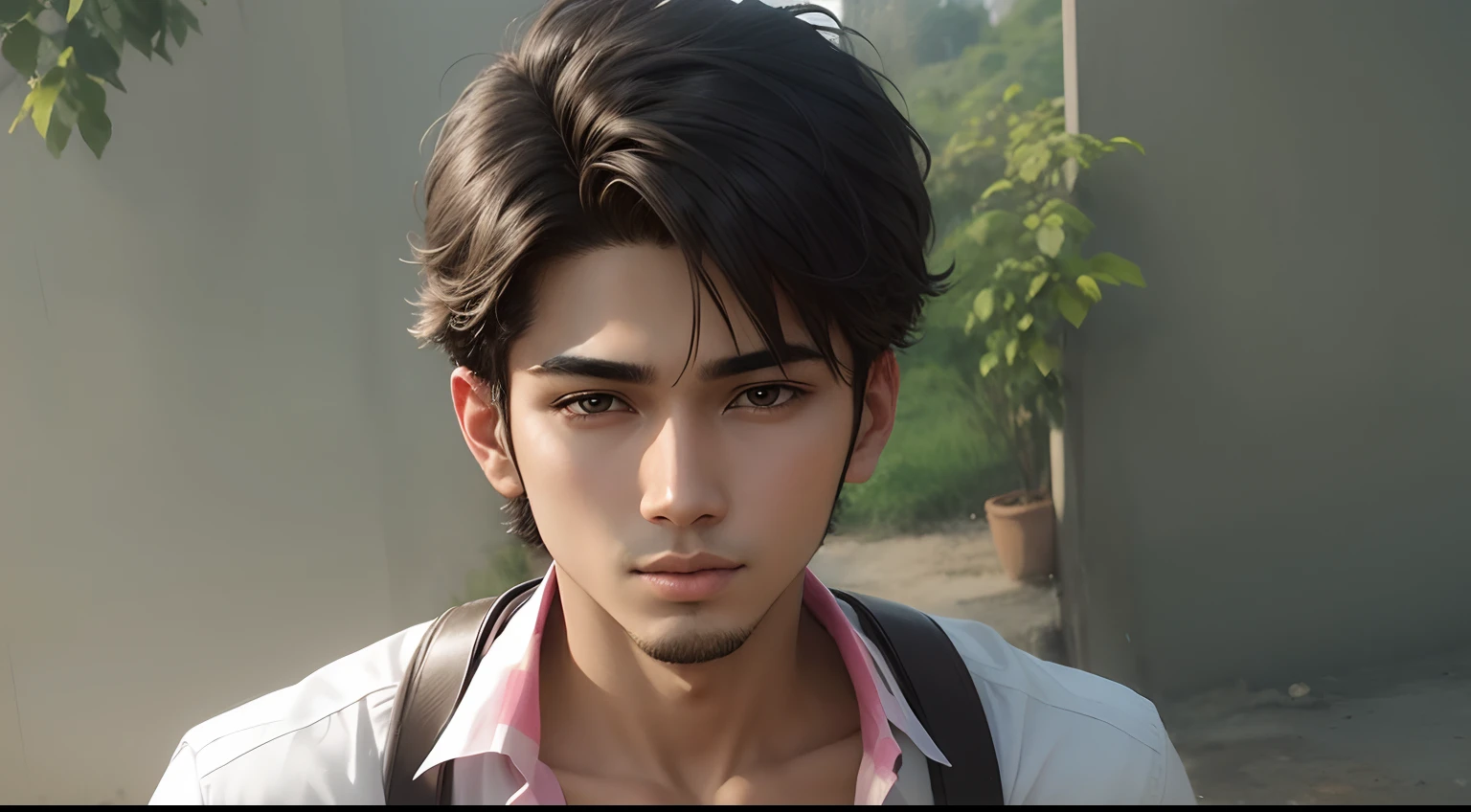 Change background syber pankh handsome boy realistic face