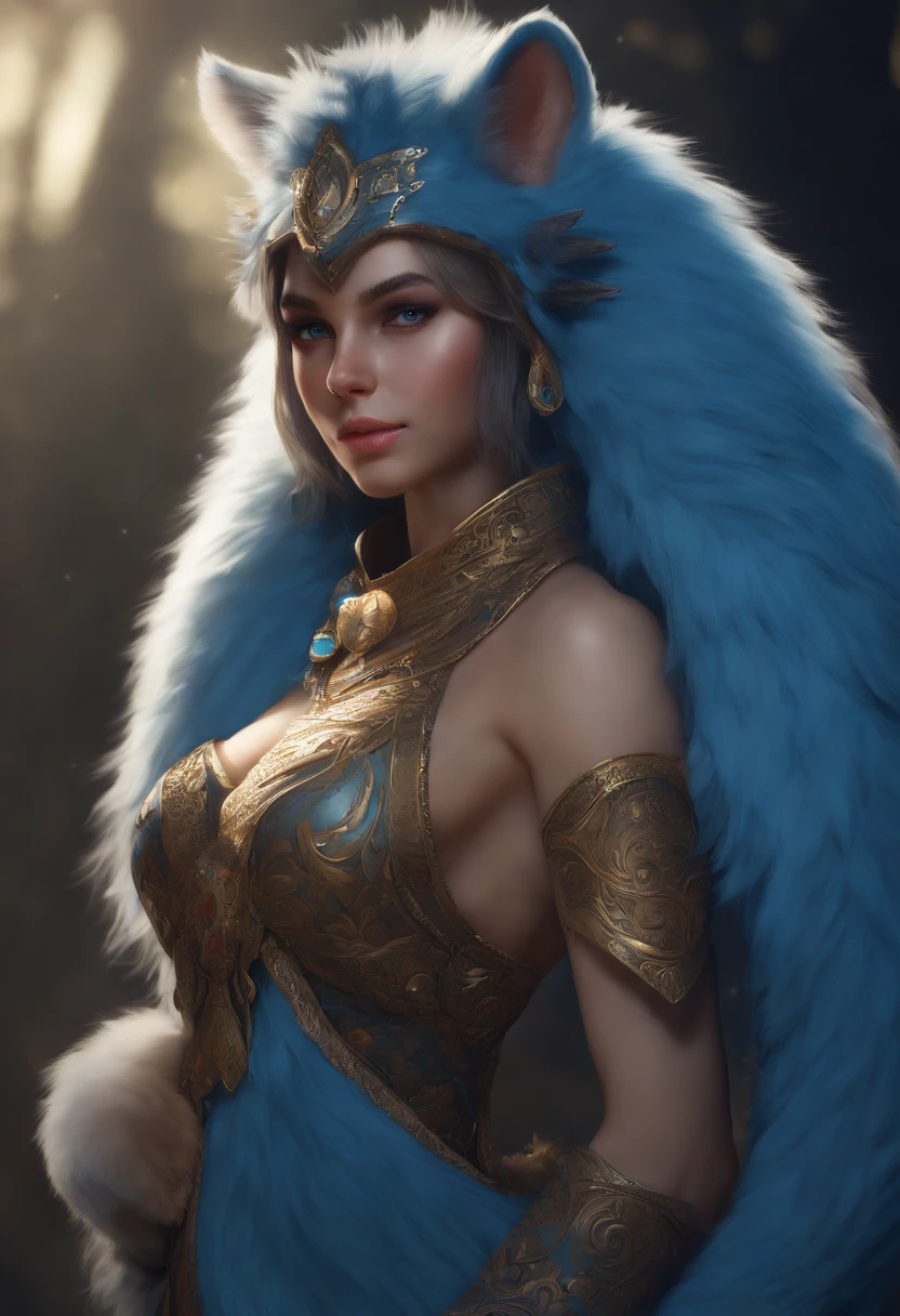 furry body, big tail, Highly detailed,, Masterpiece, 1girl , , ornate, Intricate,, caustics, Portrait, , Furry, NSFW, DOTA2, deceive, body complet, Fluffy,
naked body, , hood, blue eyes