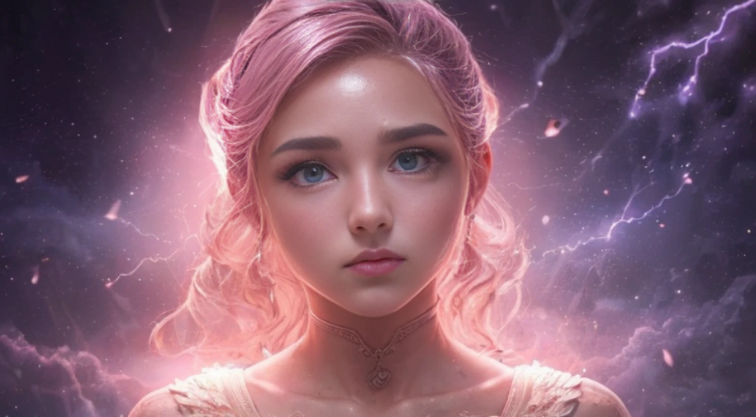 A woman in a light pink dress standing in a cherry forest, Artgerm, paisagem realista, Artgerm detalhado, olhos perfeitos, rosto perfeito, Ultra Detalhado, tiro de corpo inteiro, (Skindentation: 1.5), realista, realista, (obra-prima: 1.5), arte conceitual, detalhes intrincados, altamente detalhado, realista, octane rendering, 8K, motor irreal, dinamic pose, melhor qualidade, alta resolução, (rosto realista: 1.1), (hiper-realismo: 1.1) , ((full_body)), olhos perfeitos, (pele brilhante: 1.2), ((penteado))), ((perfect hands))), (fundo muito detalhado), ((dynamic background), ((lightning), (lightning), ((1girl)), Vestindo um manto, (((Manto de fluxo))), ((Olhos detalhados, Olhos de alta qualidade, Rosto de alta qualidade)), vestido rosa claro extremamente complexos, magical robes), casting lightning, eletricidade, spinning flame, radiation, spark, smoke, magia, (dramatic), epic, campo de batalha, profundidade de campo, bokeh, 4k, gotica, cinzas, particules.