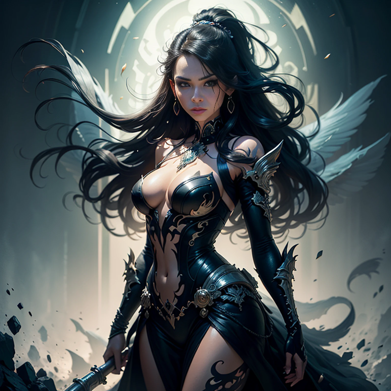 beautiful woman, Black ink flow, 8k resolution, photorealistic masterpiece by Aaron Horkey and Jeremy Mann, intricately detailed fluid gouache painting by Jean Baptiste, professional photography, natural lighting, volumetric lighting, maximalist, 8k resolution, concept art, intricately detailed, complex, elegant, expansive, fantastical, cover