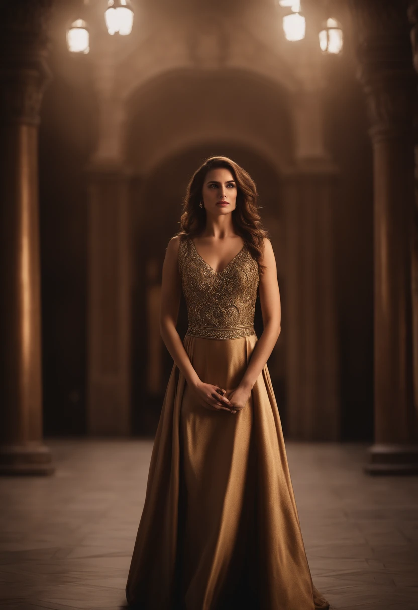A queen expression of rage with brown hair, ela esta segurando uma cobra, Epoch of the reign of Alexander the Great. senary and dress of the time. ambiente escuro. imagem expressiva. sentada em seu trono.