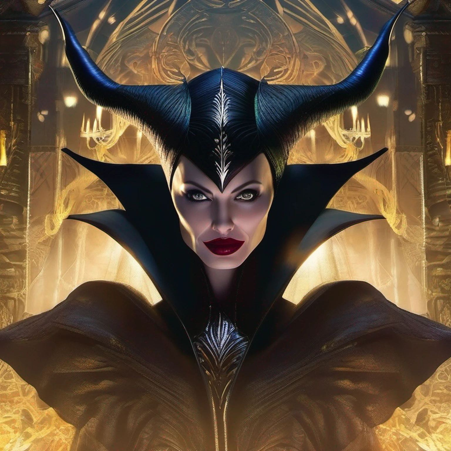Angelina Jolie as Malevolent: Imagine Angelina Jolie's striking presence as the iconic Disney villain Maleficent, reimaginado como um personagem animado. With its dark magic and commanding presence, Maleficent weaves her intricate schemes and confronts the forces of good with her awe-inspiring powers.