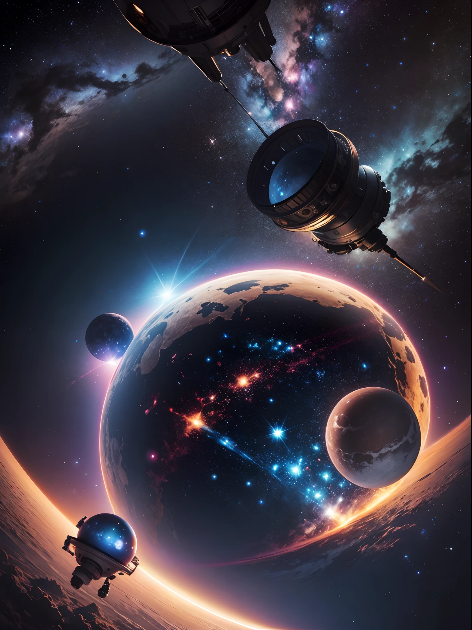 Realistic outer space, com planetas sem pessoas, apenas estrelas e planetas