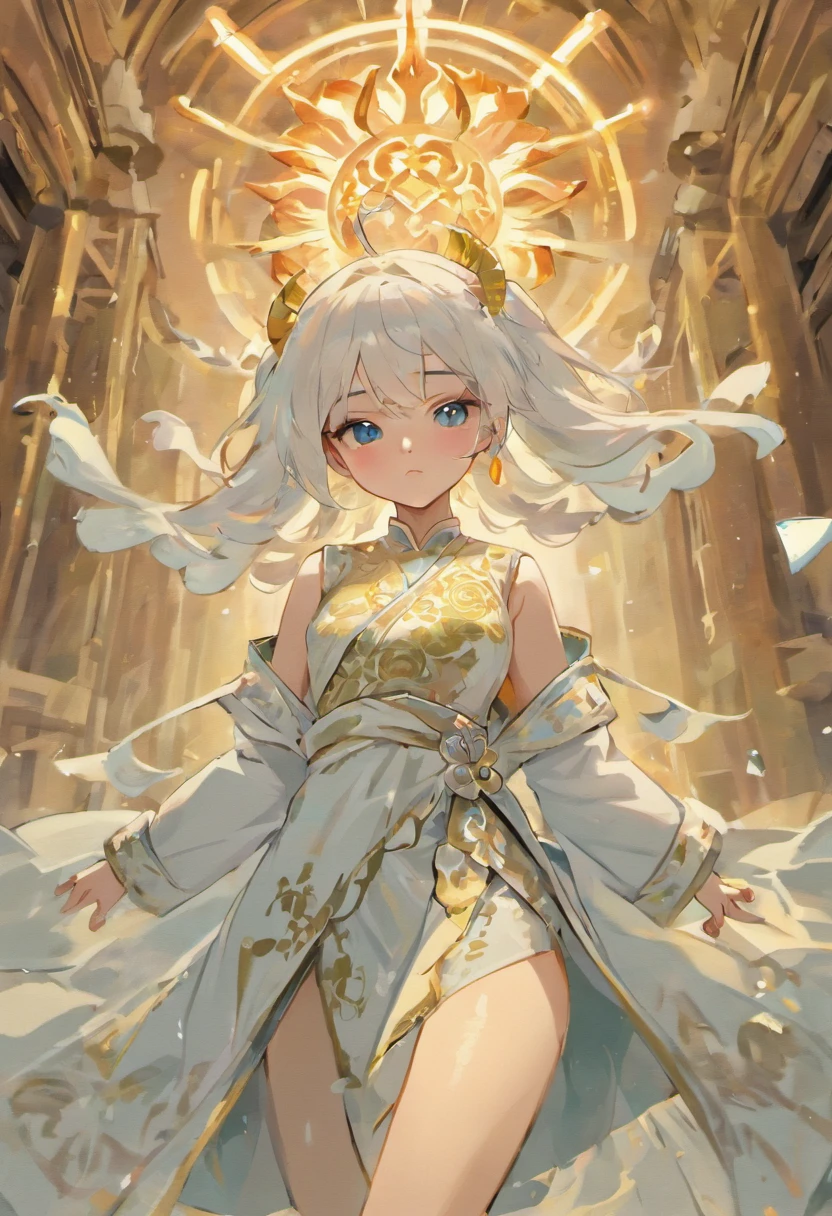 one-girl,Detailed details,super detailing,Meticulous portrayal,detail in face,White costume,long skirt,Black color hair,Purple eye,gem-like eyes,Glowing eyes,long whitr hair,full body shot shot,Cinematic quality,Pure white robe,Ancient wind,Simple,Standing painting,Full body like,Nine-headed body,detailed back ground,Rich background,Falling flowers,white skirt,White top,Gossip patterns on clothes,Long legs,Melon seed face,long whitr hair,Meticulous painting style,Royal Sister,Slim,Slender figure,a queen,Standing painting,long leges,(full body shot shot),High picture quality,Super detailed background,the complex background,beautidful eyes,Gangnam smoke and rain,Tai Chi pattern,Thick lashes,Red lips,Moles in the corners of the eyes,Beautuful Women,high and cold,Delicate depiction of the face,Stand between the jungles,oriental mythology,shrine maiden