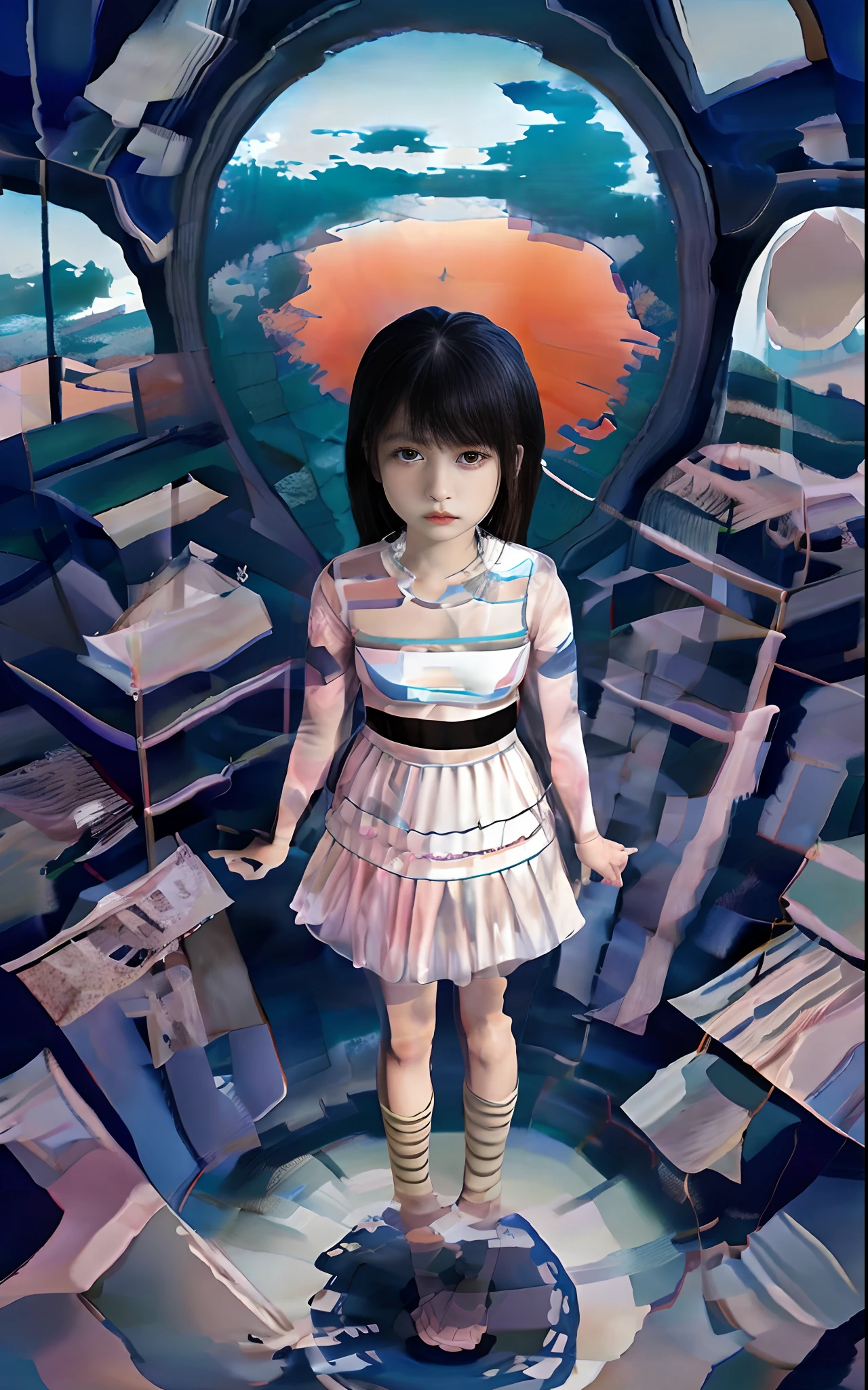 Painting of a *********** standing in a room with a mirror, junji ito 4 k, inspired by Josan Gonzalez, pop japonisme 3 d ultra detailed, by Jason Teraoka, josan gonzales, makoto shinkai cyril rolando, In the style of Katsuhiro Otomo, shintaro kago, satoshi kon artstyle