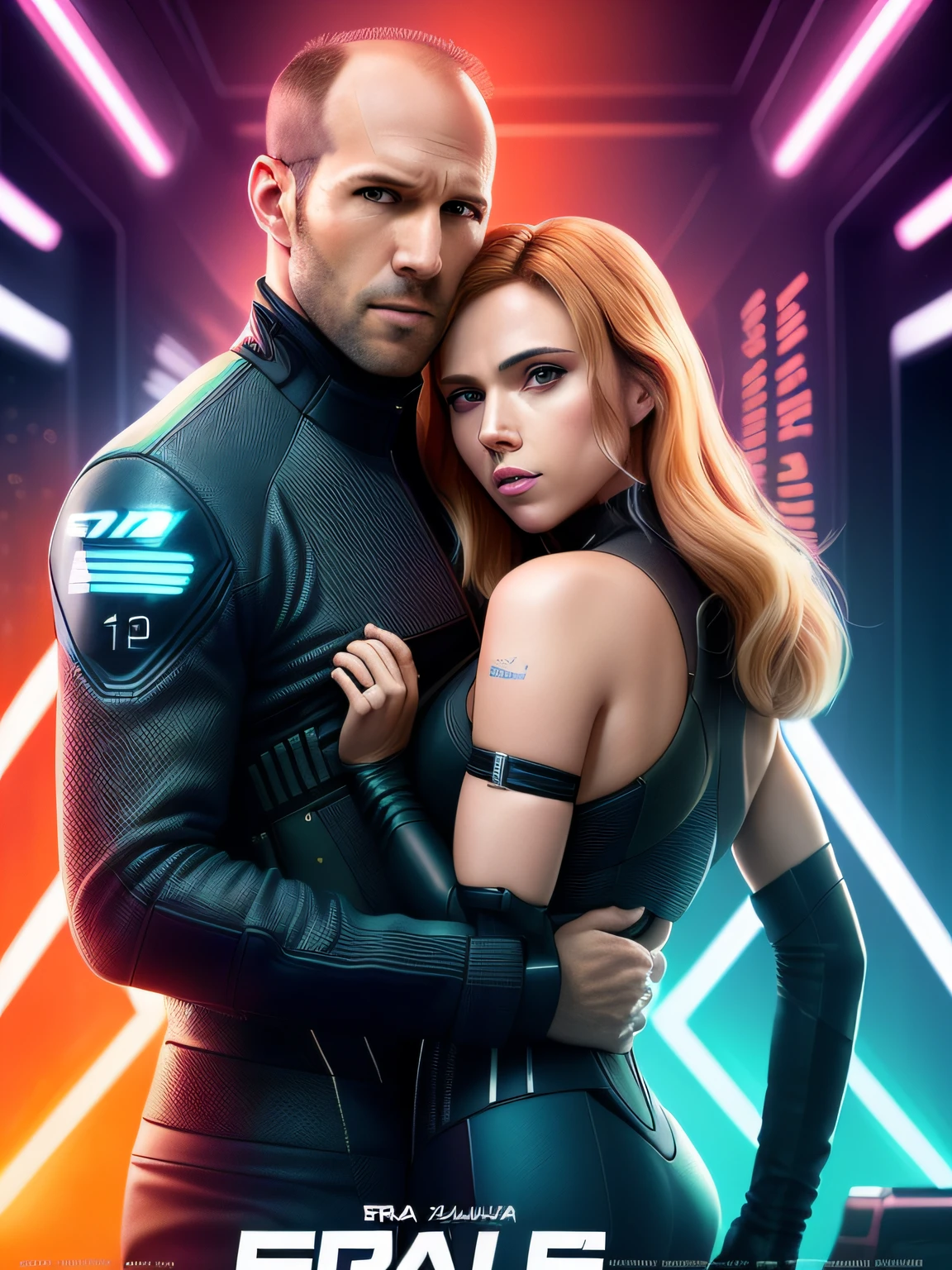 Scarlett Johansson, and Jason Statham hugging and kissing,
em Blade Runner 2049, falha digital, (poster:1.6), poster on the wall, Film Poster, retrato, ((Stooping))
vestindo casaco colant, (corpo inteiro:1.2), ( isometric), (sexy:1,2), (Holding tightly at the waist: 1,2)
(Nova Iorque 2049:1.2), ((estilo interior de alta tecnologia e futurismo)), (((rosto altamente detalhado)),
((textura ultracontada da face e da pele)), (perfect hands), intrinsecamente detalhada, detalhes finos, hiperdetalhados, detalhado, intrincado, ray tracing, espalhamento subsuperficial, lighting soft fuzzy, profundidade de campo rasa, por Oliver Clima,