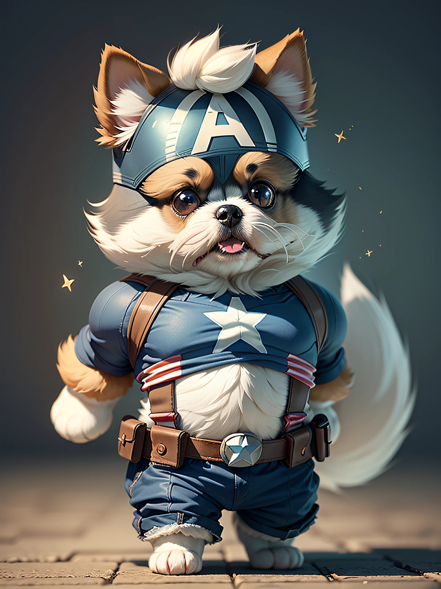 Cute Captain America Dog（Shih Tzu）