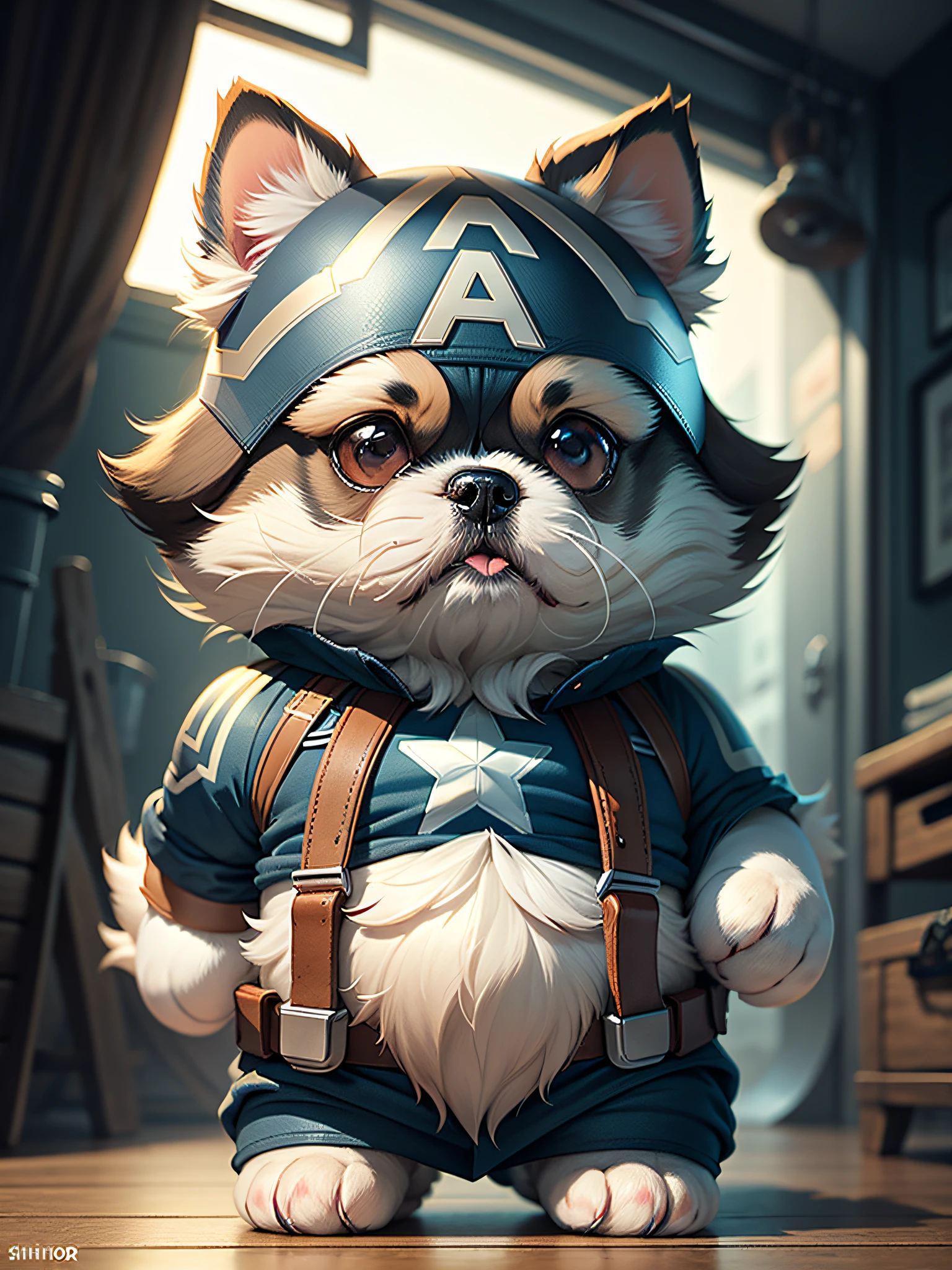 Cute Captain America Dog(Shih Tzu)