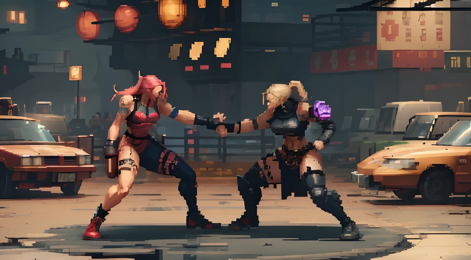 Imagine a fight scenario, Imagine a Scenario, game de luta, 2D, Cyberpunk, sem personagens