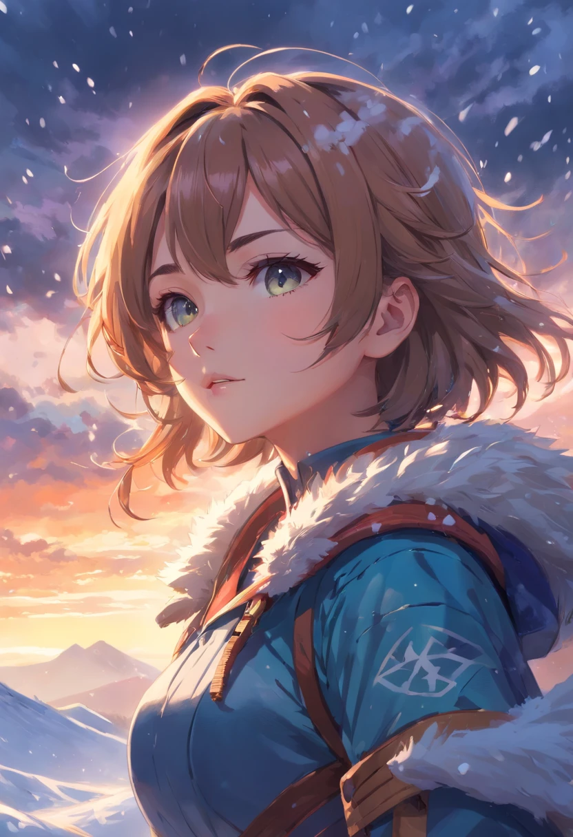 (La mejor calidad,retrato:1.2),hermosos ojos y labios detallados,cabello rubio,cara robustamente hermosa,(fuerte,confiado) Reina,Alina Kabaeva in her 20s as a barbarian warrior in the tundra,Traje de guerrero,Erguido y orgulloso en el paisaje nevado,sosteniendo una poderosa espada,icy breath visible in cold air,stormy sky and snowflakes swirling around,creating a dramatic and epic atmosphere,colores vibrantes,perfectamente iluminado por el sol poniente,Mejorar la intensidad y la potencia de la escena.