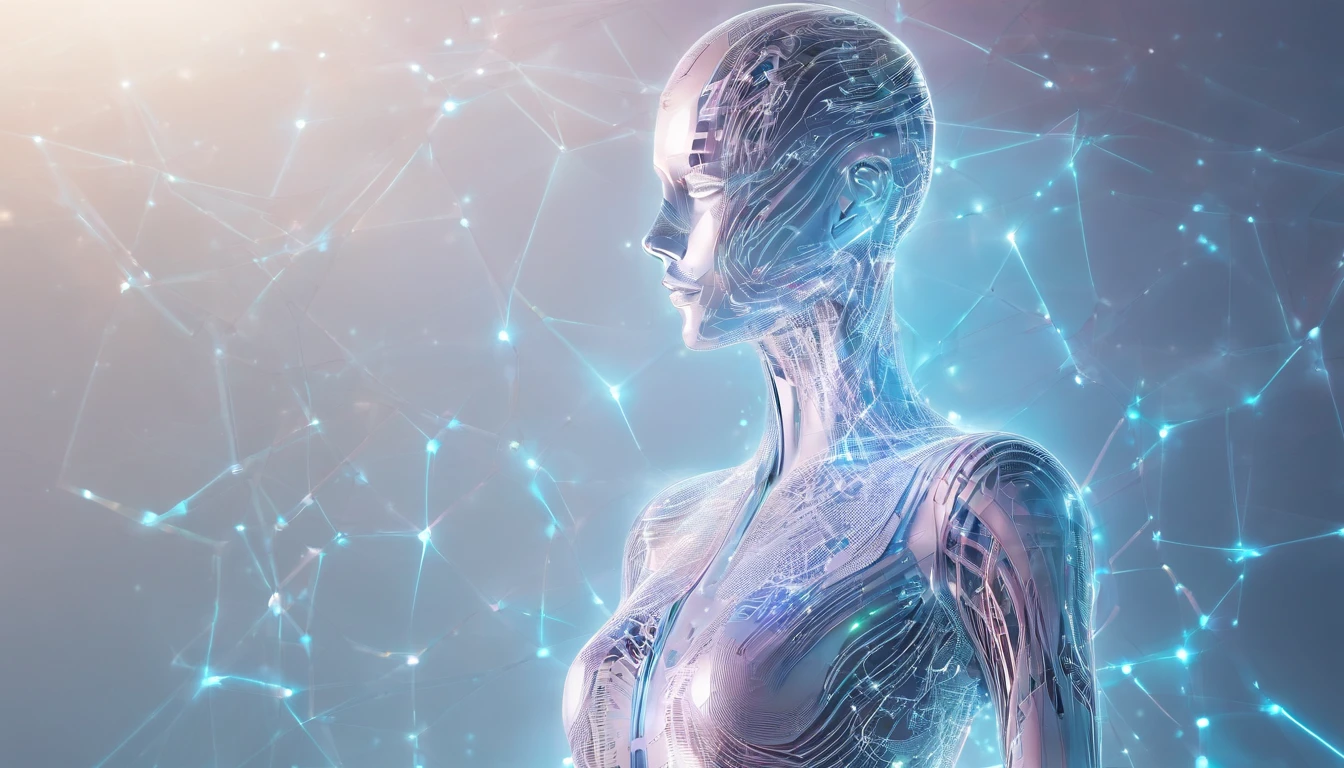 human body in outlines. Full light show. line art, light art. futuristic in space