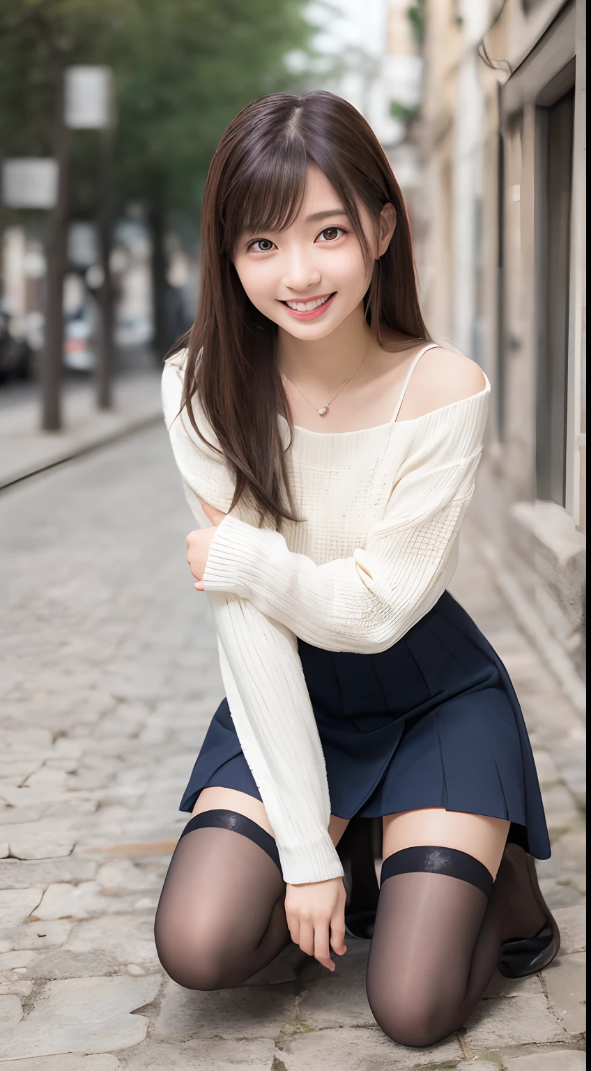 (Happy expression:1.26)、RAW Photos、(((The ultimate beauty full-body photography)))、((Glowing Skin))、1 girl、Beautiful 17 year old girl from Prague、Bright expression、((Brown haired))、Girl in sweatshirt、Skirt、View from the floor、(Long stockings or pantyhose)、(Skirt中)、Spread your legs、squat、Contrapuntal Shot、((Ultra-detailed))、(Perfectly detailed face)、(Detailed hands)、Photorealistic imageasterpiece、最high quality、Ultra-detailed、Film Light、Intricate details、High resolution、Very detailed))、Detailed Background、8 time、Digital SLR、Soft Light、high quality、Film Grain、Fujifilm XT3 、Shallow depth of field、Natural soft light、Kamimei、