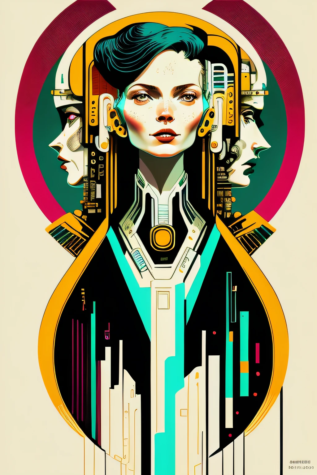 a man and a woman (Eva Amurri) in green and yellow, a matte painting by Ed Paschke, behance, retrofuturism, reimagined by industrial light and magic, 1970s, criterion collection