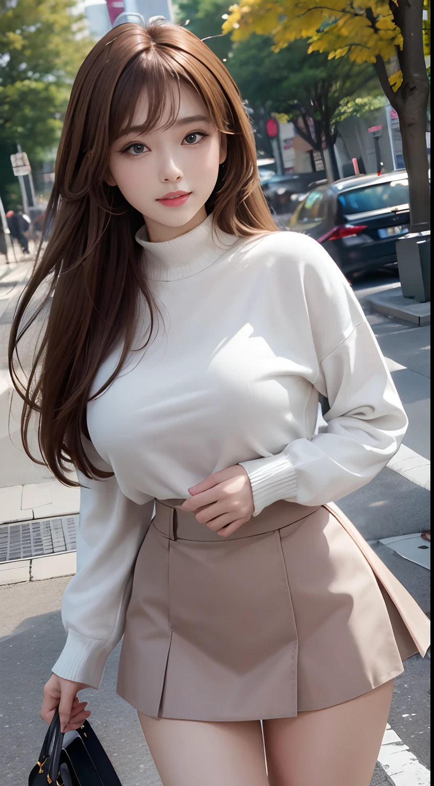 (1 cute Korean star), ((Best quality, 8k, Masterpiece: 1.3)), Focus: 1.2, Perfect Body Beauty: 1.4, ((Air bangs: 1.2)), (night, Street:1.3), Highly detailed face and skin texture, Delicate eyes, Double eyelids, Whitened skin, (Long hair: 1.3), (Round face: 1.5), (Ice silk split skirt).  Smile plant