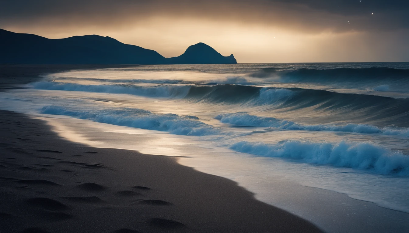 huge planet, the night, hight resolution、Impressive Milky Way:1.9、sand beach、Vast blue ocean、Blue Waves、Crystal clear wave crest、Blue glacier、lightning bolt:1.9、Protoplanets、pure beauty