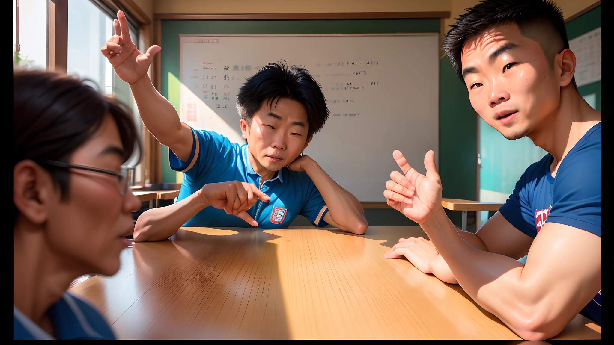 Li Wei visiting local schools and talking to underprivileged children, sharing his journey of success and encouraging them to pursue their own dreams and passions. Anaglyph, Stereogram, Tachi-E, Pov, atmospheric perspective, 8k, super detail, ccurate, best quality
